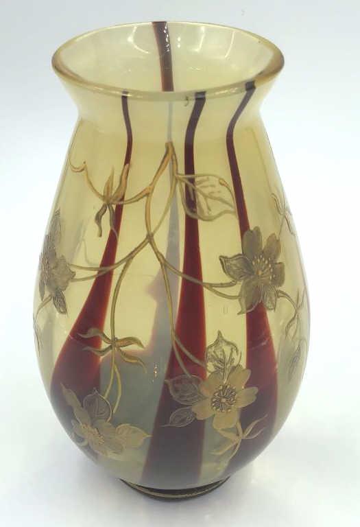 Art Glass Vase: 3.5 diameter by 5.5 tall. Some manufacturing bubbles and blemishes.