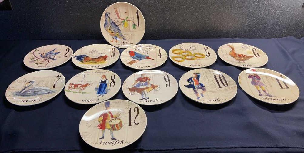 Twelve Days of Christmas, Williams-Sonoma: 8.75 in diameter salad platers, set of 12.