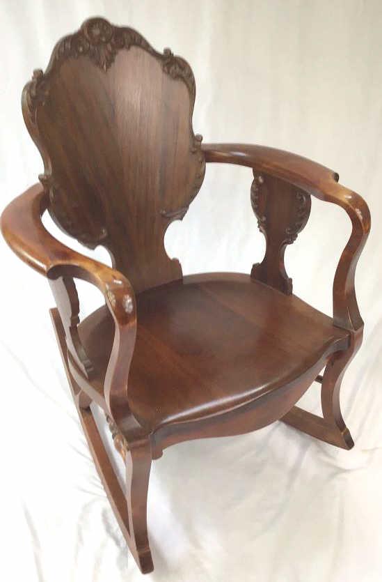 Antique Rocker with Applied Trim: In the style of Stickley Brandt, excellent condition rocker with tight joints, 27 X 30 X 36 tall.