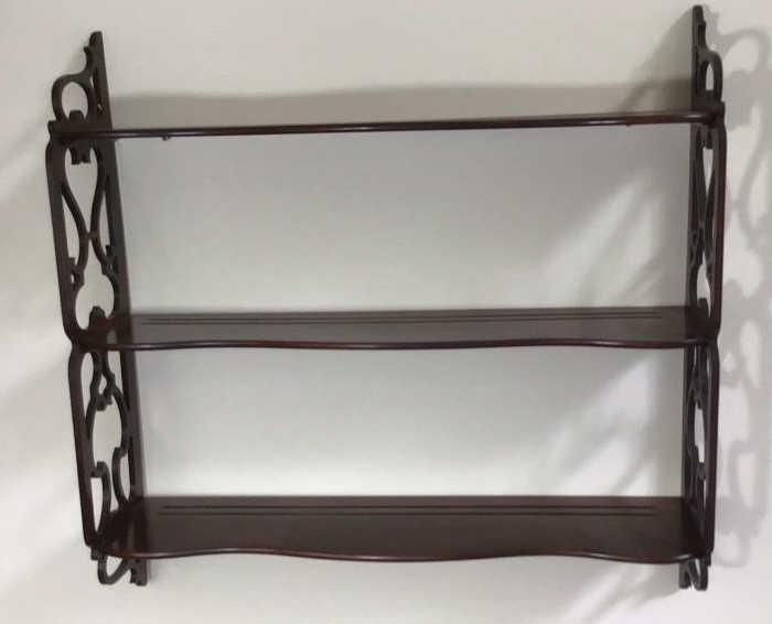 Three Tier Wall Shelf: Plate rails on shelves, 24 X 24.
