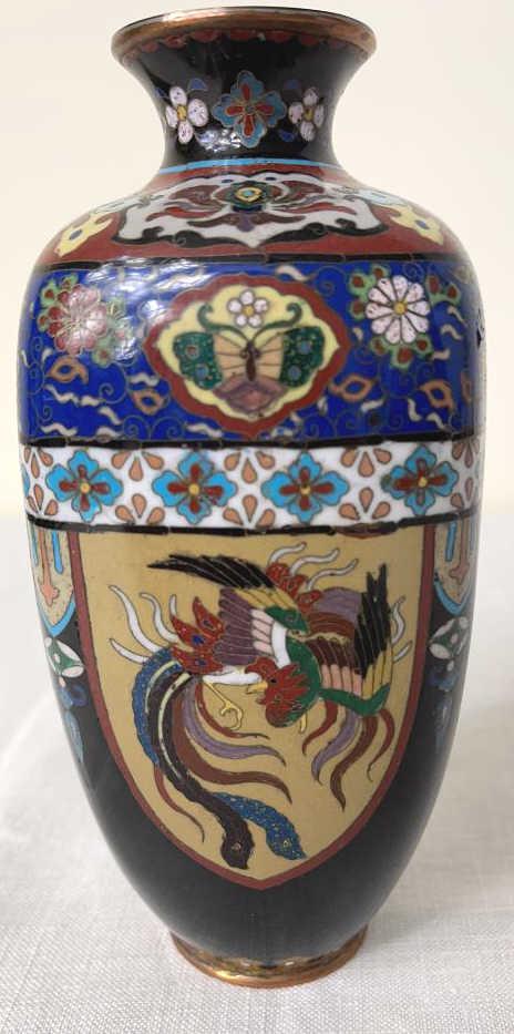 Antique Cloissone Vase: 3.25 square X 7 tall.