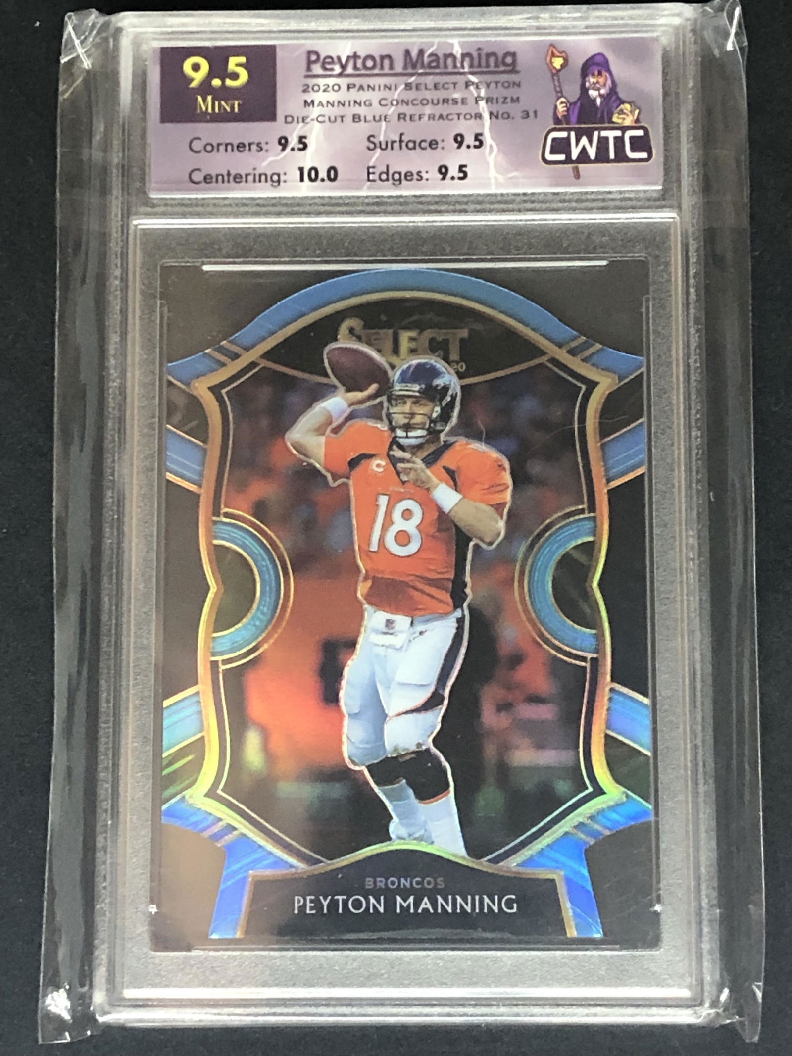 Peyton Manning Panini Select Die Cut Blue CWTC 9.5 (1 of 1)