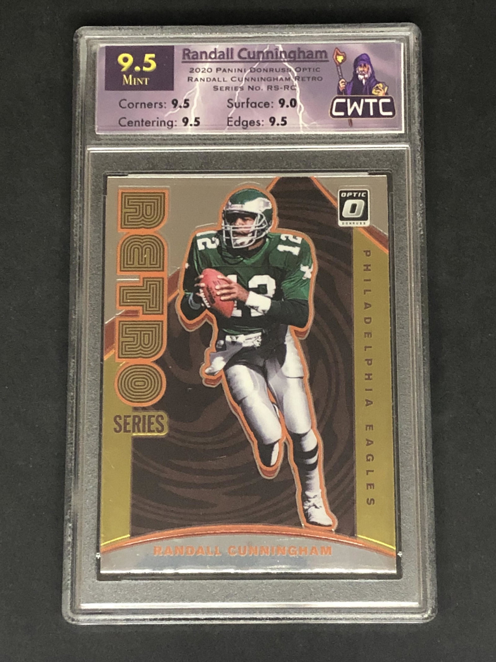 Randall Cunningham Donruss Optic retro Series CWTC 9.5: Randall Cunningham Donruss Optic retro Series CWTC 9.5