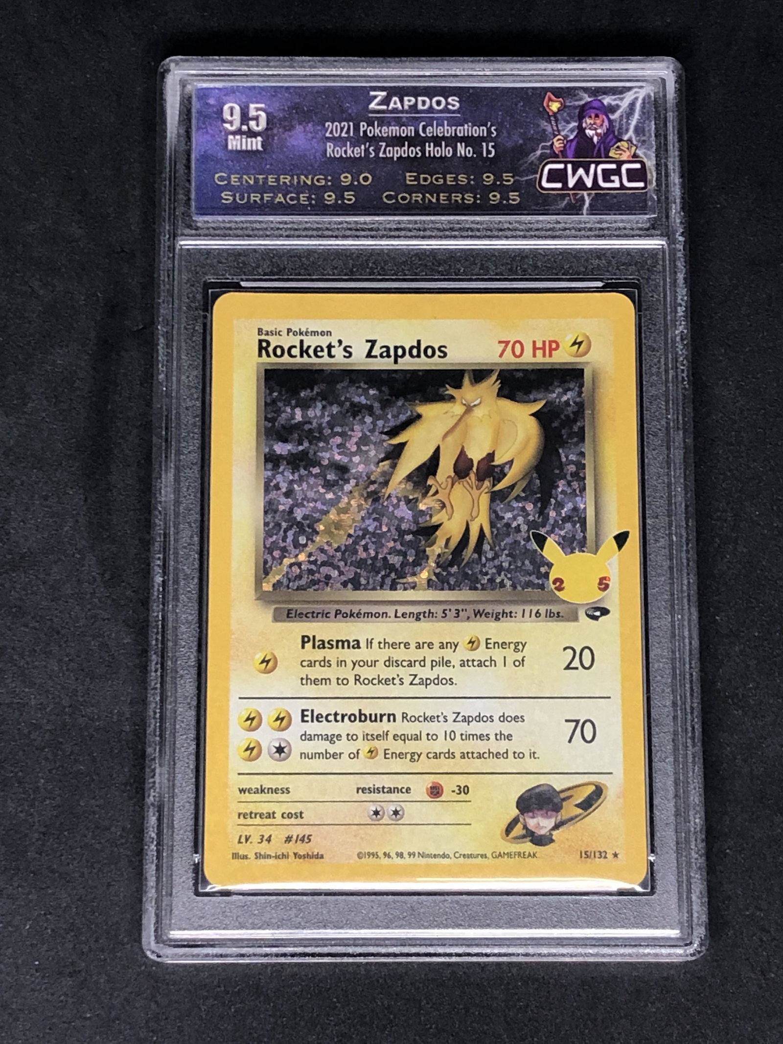Rocket's Zapdos Holo CWGC 9.5 (1 of 1)
