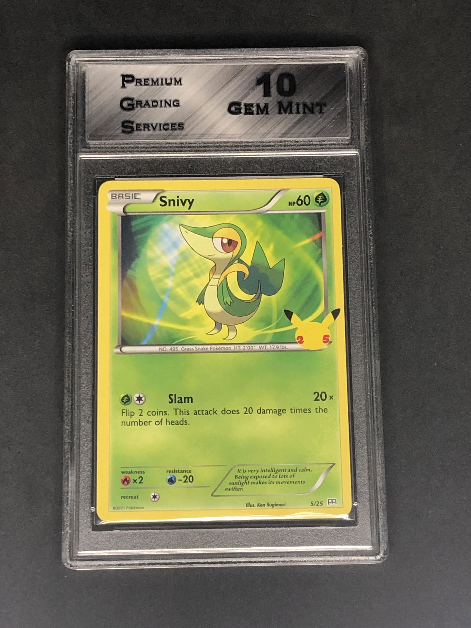 Snivy Pokemon Card 25th Ann. Graded PGS 10 (1 of 1)