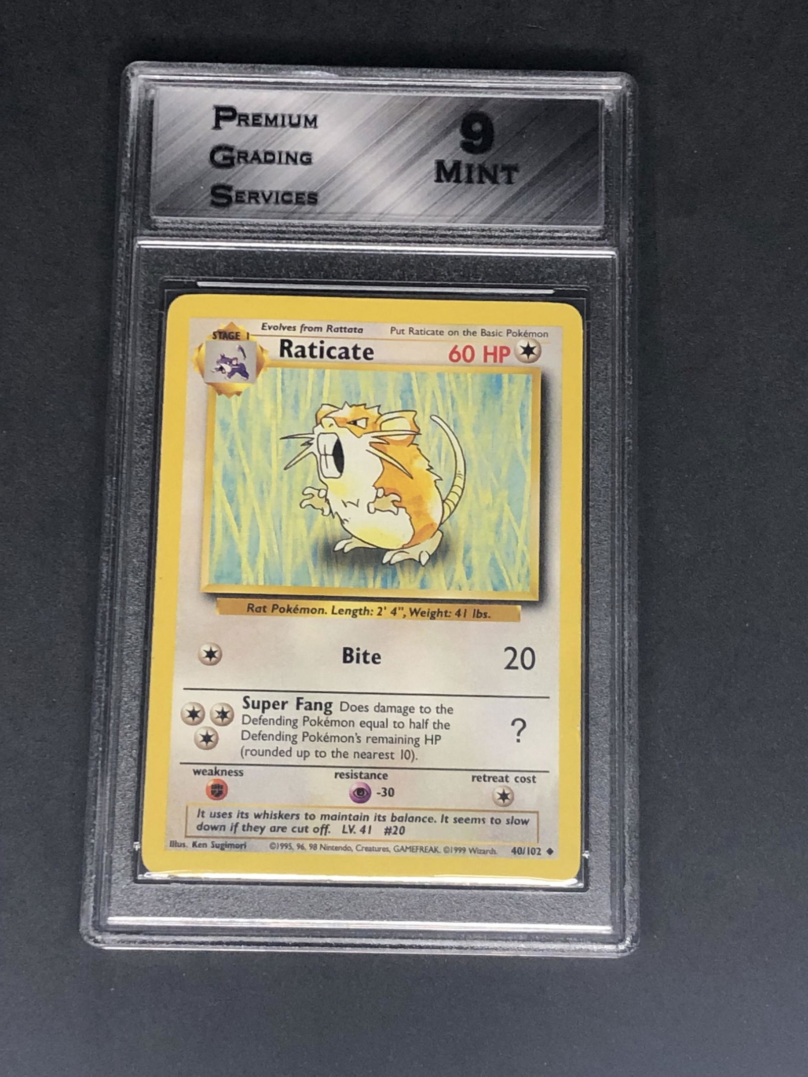 Base Set Raticate Graded PGS 9 (1 of 1)