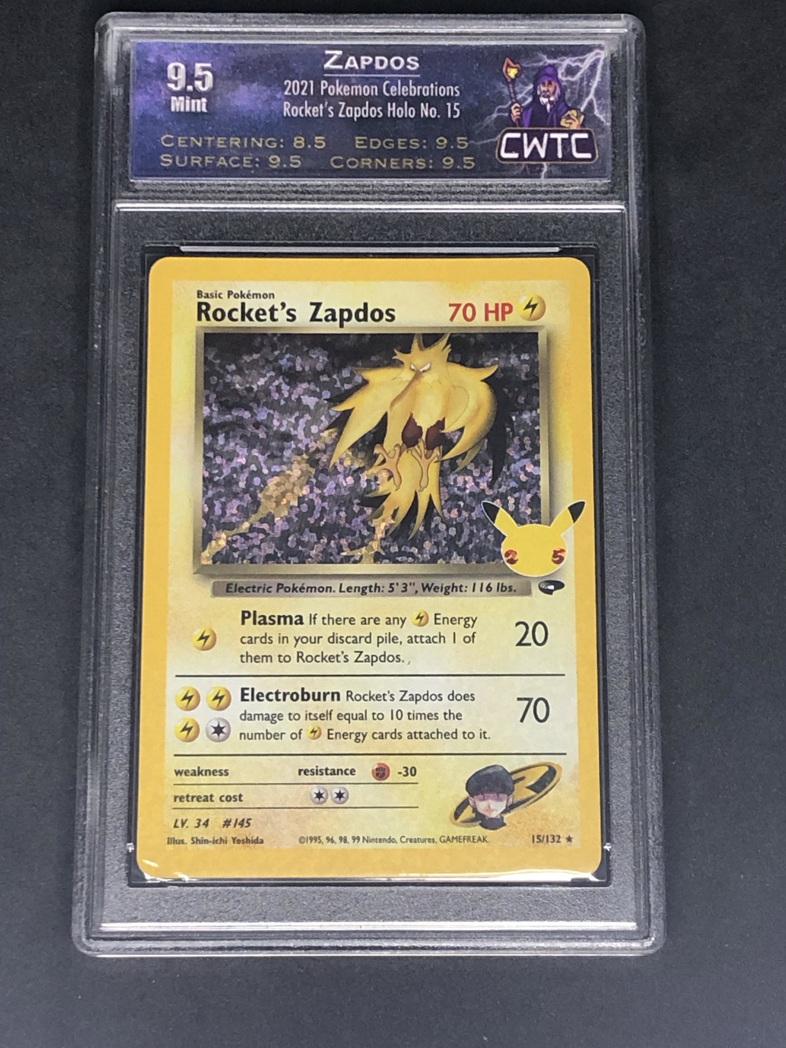 Rocket's Zapdos Celebrations Holo Graded CWGC 9.5 (1 of 1)