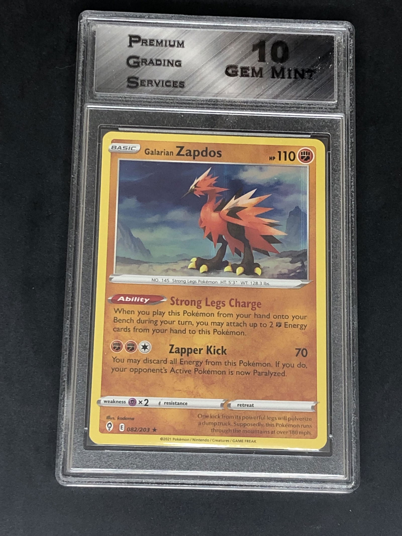 Galarian Zapdos Holo Graded Pgs 10