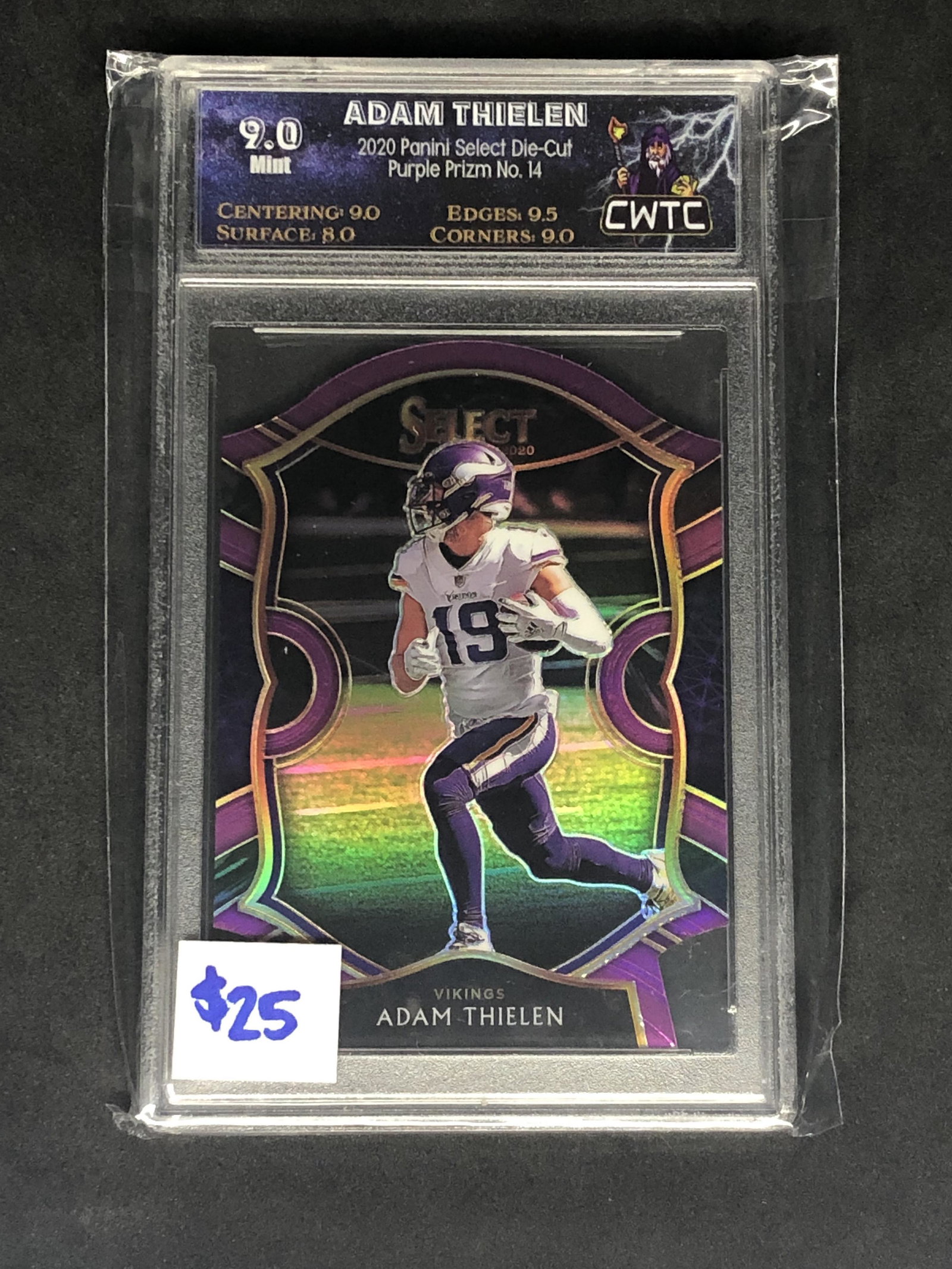 Adam Thielen Panini Select Purple Die-Cut Prizm Graded (1 of 1)