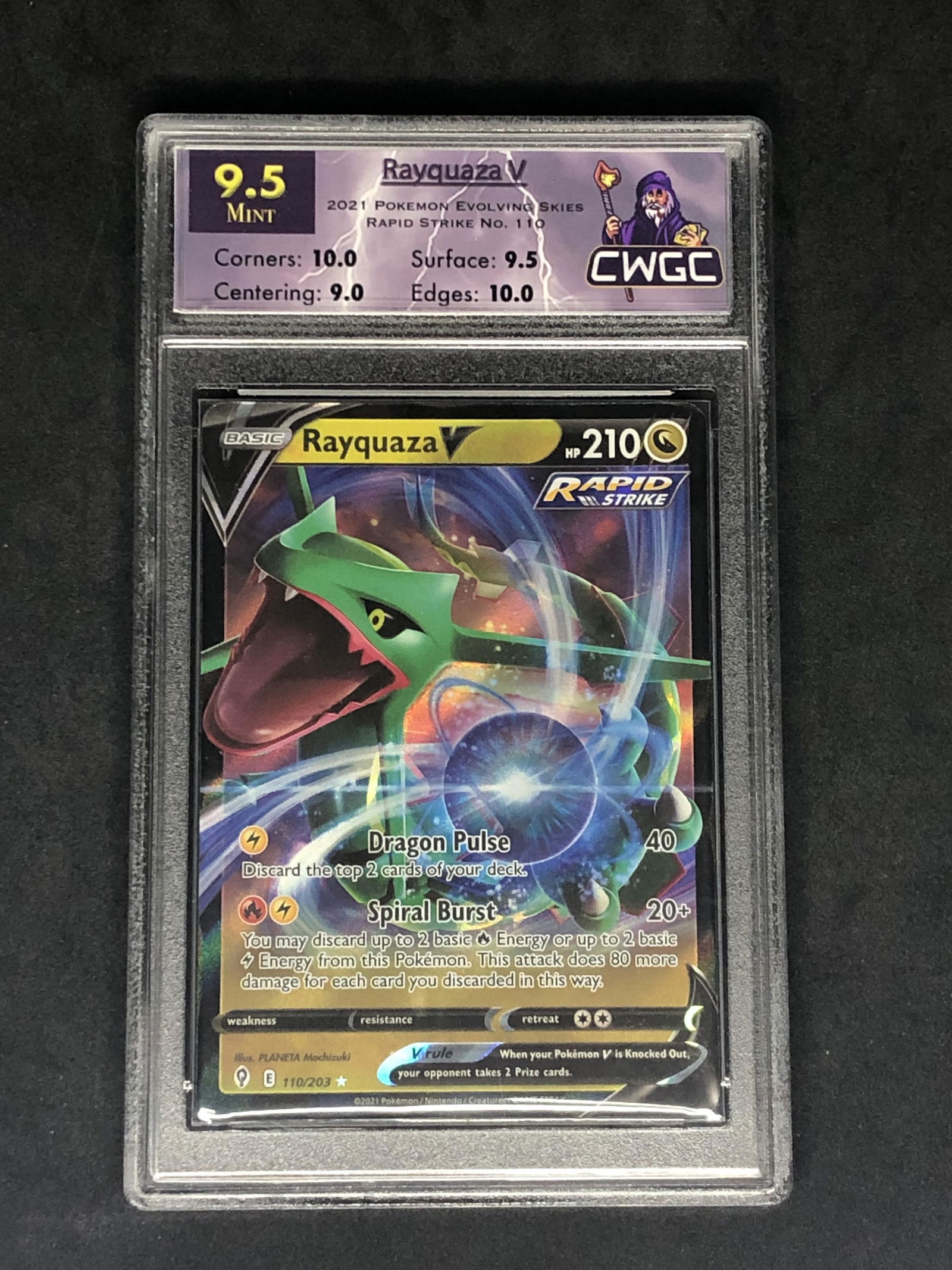 Rayquaza V Rapid Strike Graded CWTC 9.5 (1 of 1)