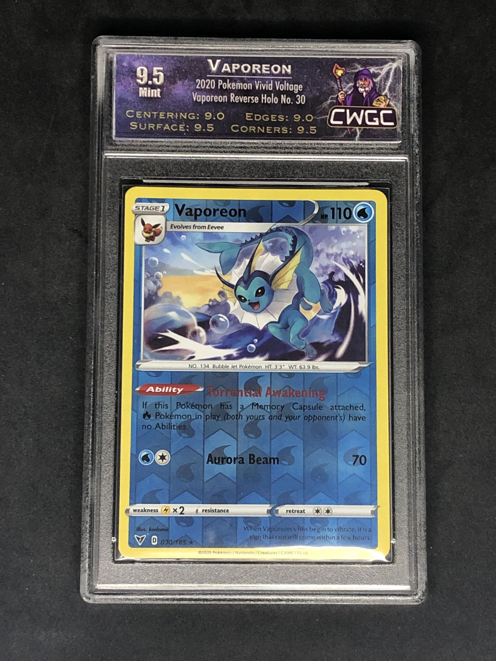 Vaporeon Rev. Holo Graded CWTC 9.5 (1 of 1)