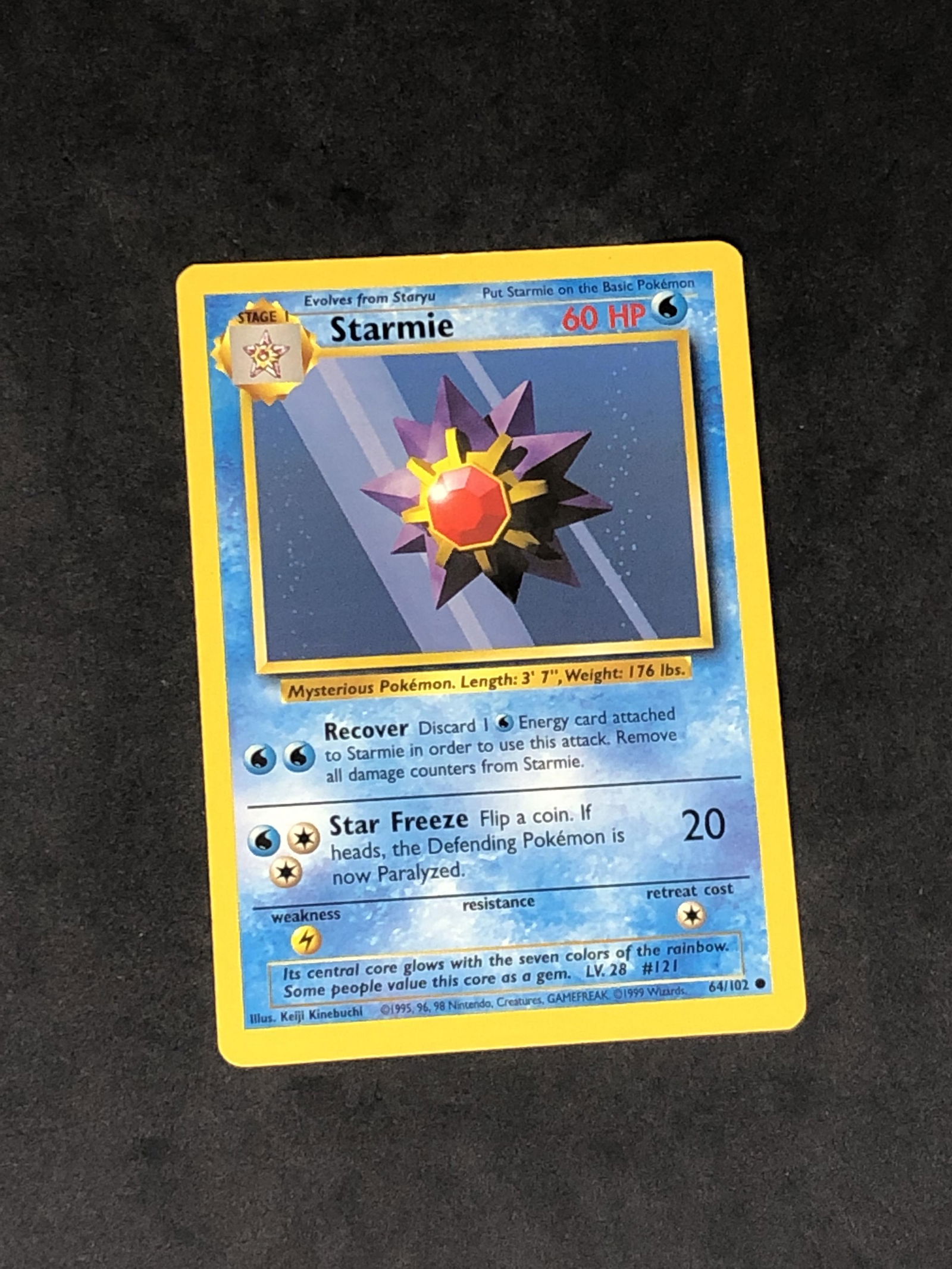 Vintage Base Set Starmie Pokemon Card (1 of 1)