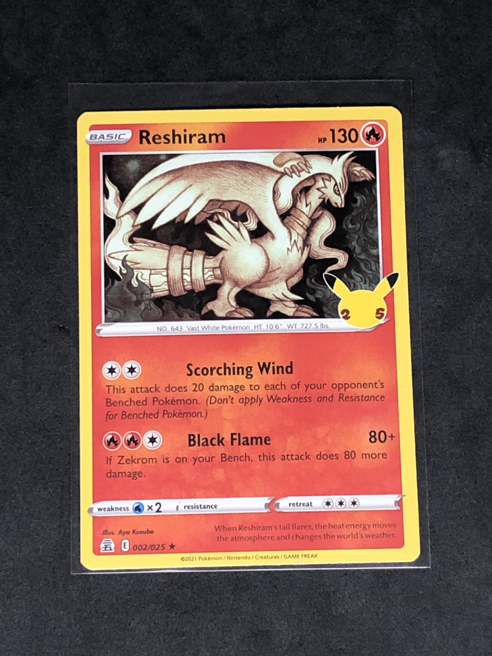 Holo 25th Ann. Reshiram Pokemon Card: Holo 25th Ann. Reshiram Pokemon Card