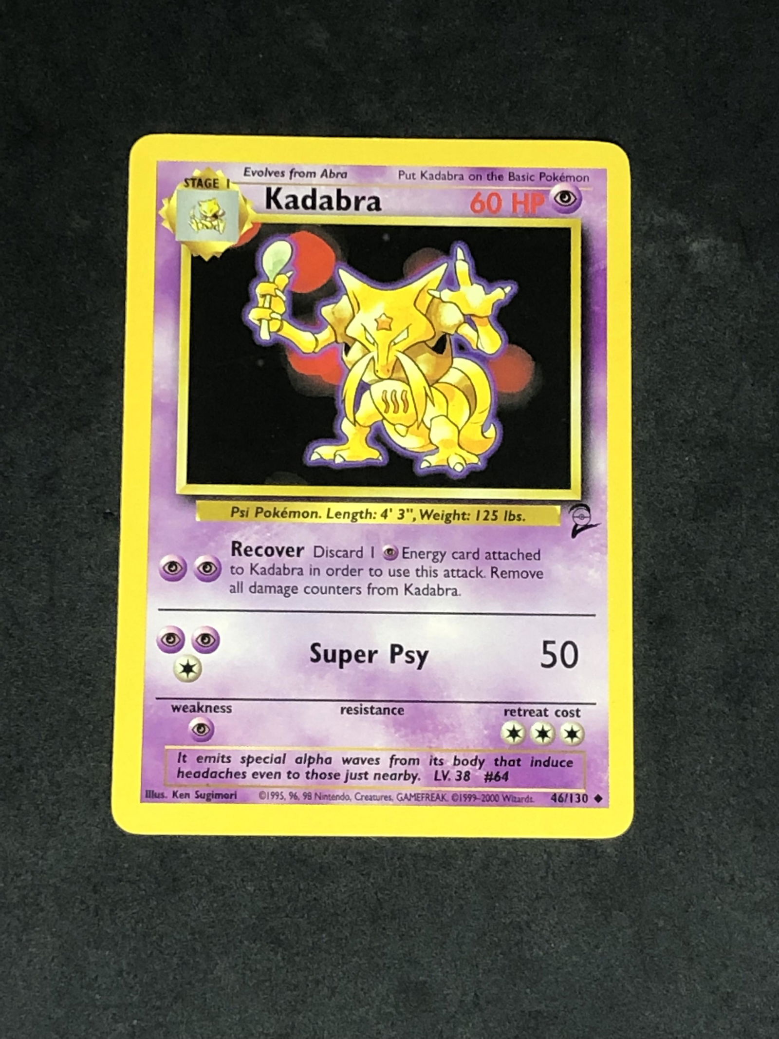 Vintage Base Set 2 Kadabra Pokemon Card (1 of 1)