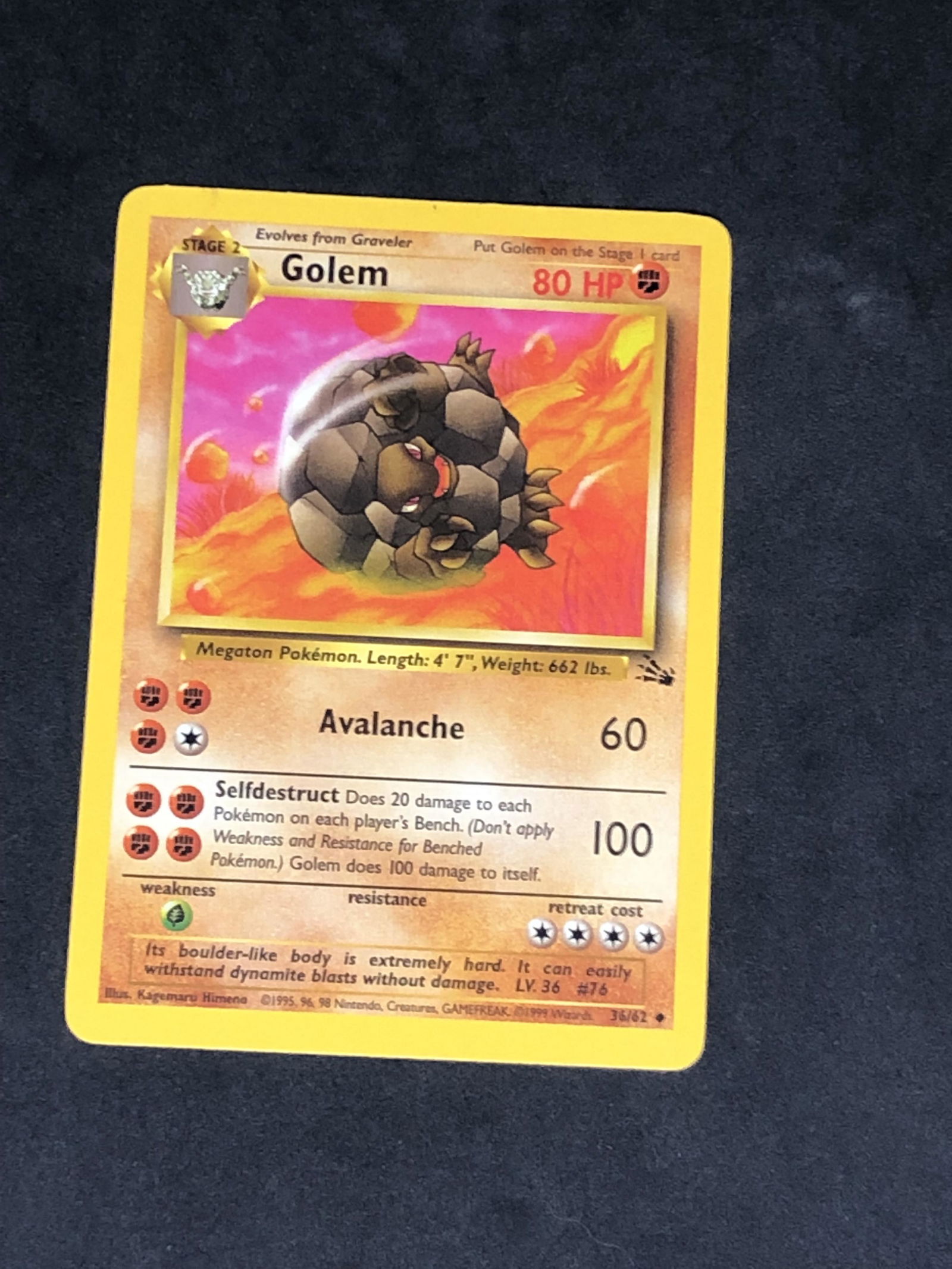 Vintage Fossil Set Golem Pokemon Card: Vintage Fossil Set Golem Pokemon Card