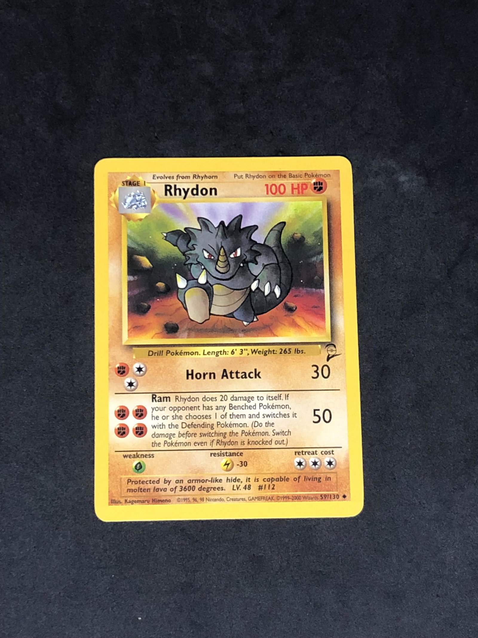 Vintage Base Set 2 Rhydon Pokemon Card: Vintage Base Set 2 Rhydon Pokemon Card