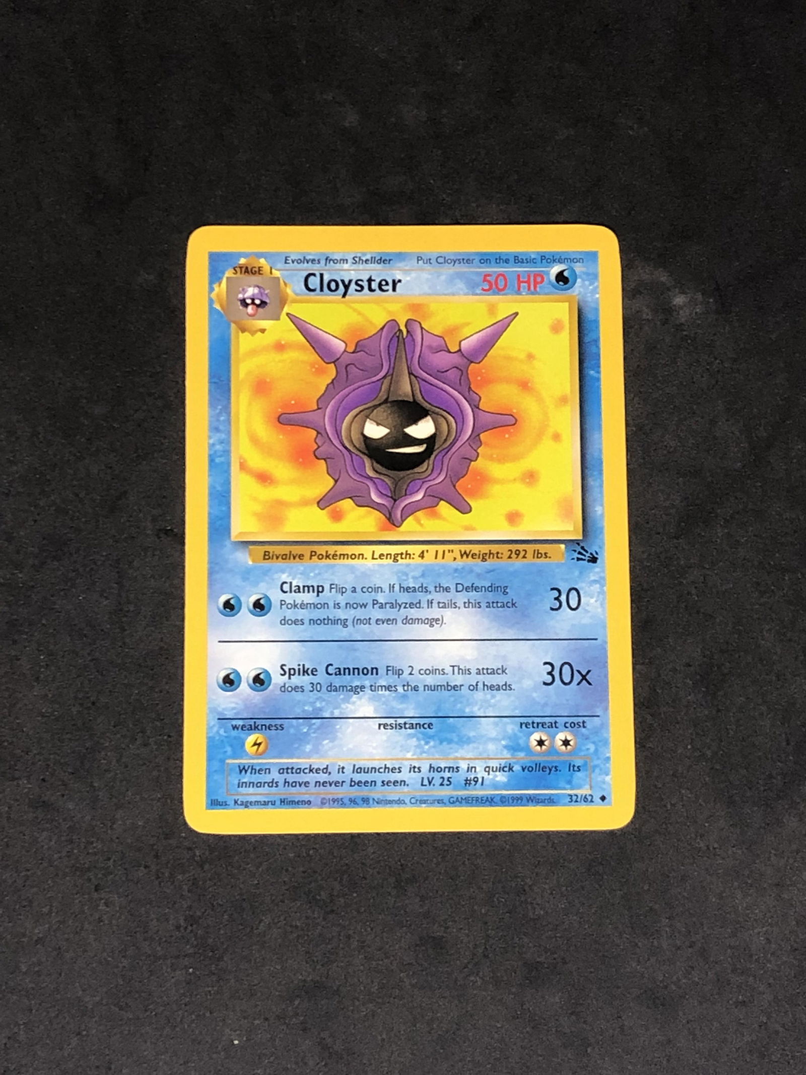 Vintage Fossil Set Cloyster Pokemon Card (1 of 1)