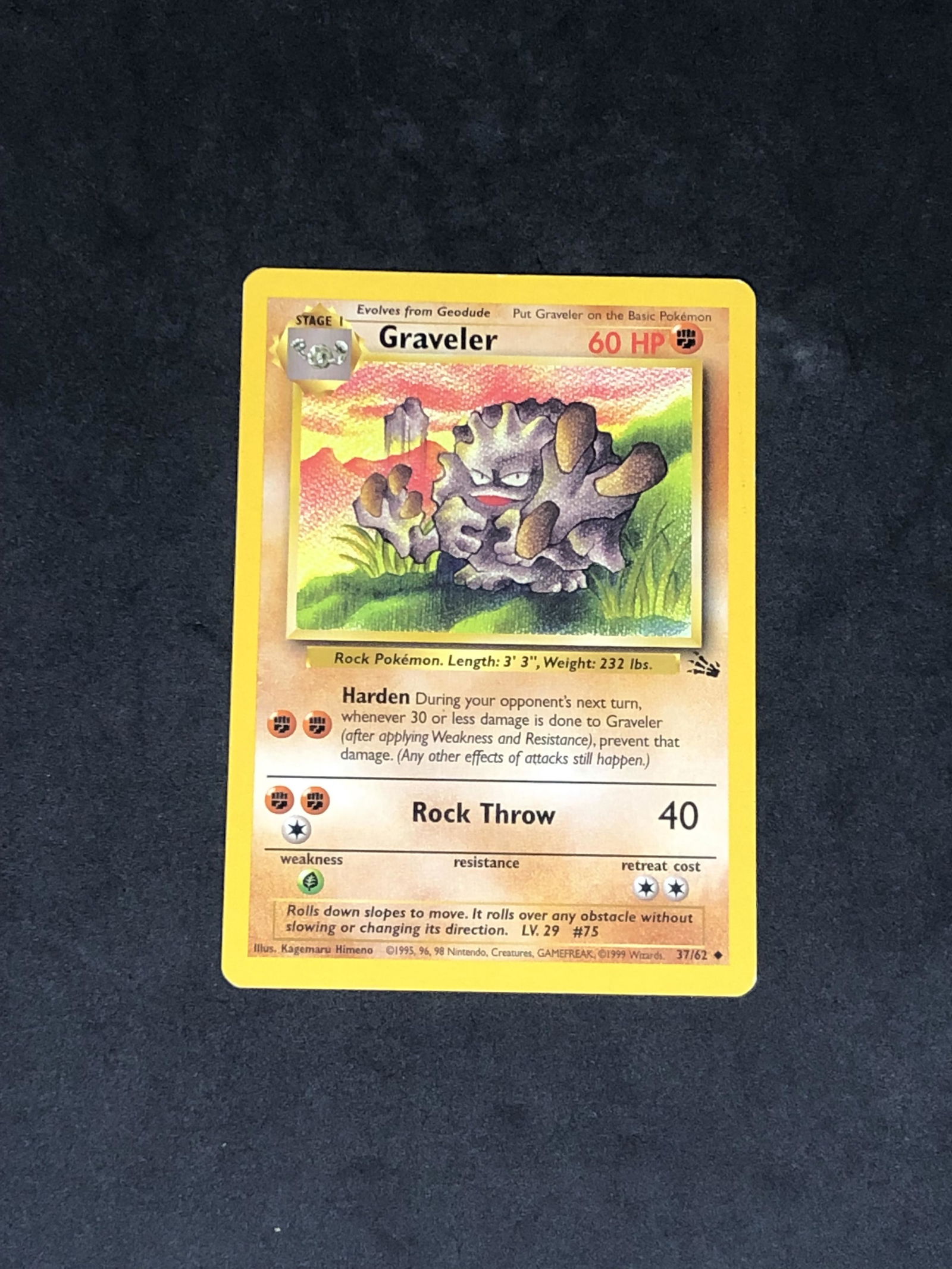 Vintage Fossil Set Graveler Pokemon Card: Vintage Fossil Set Graveler Pokemon Card
