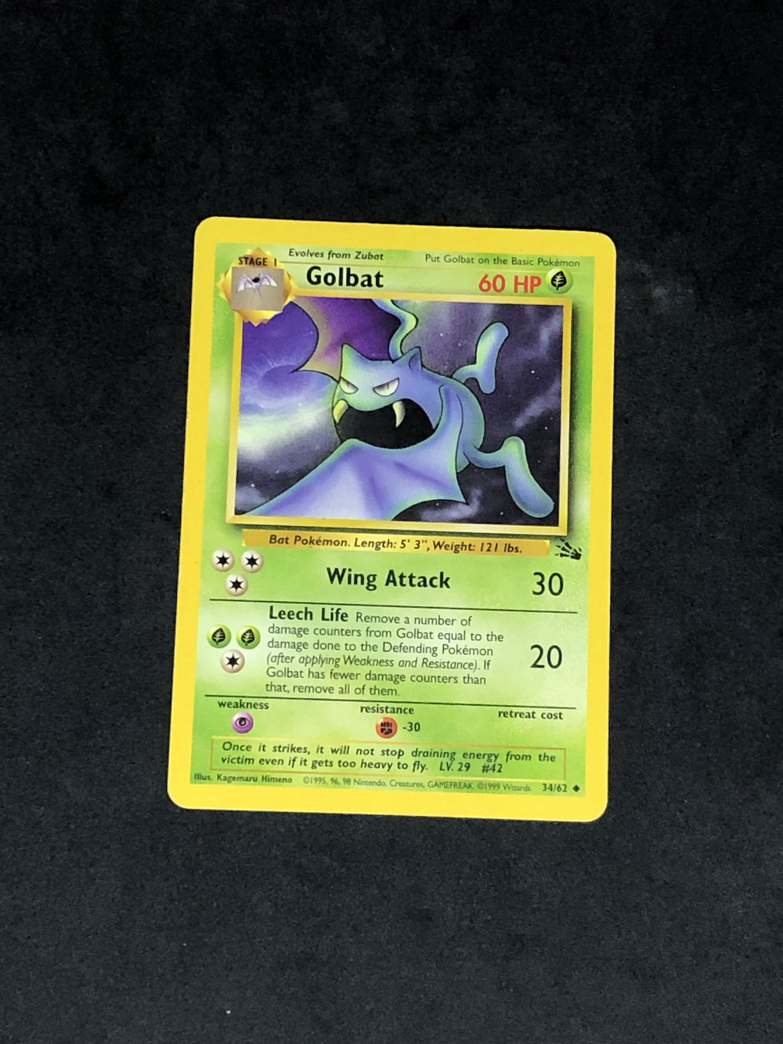 Vintage Fossil Set Golbat Pokemon Card: Vintage Fossil Set Golbat Pokemon Card