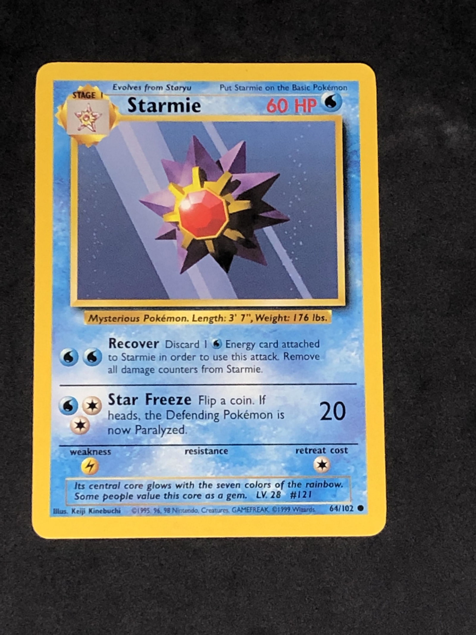 Vintage Base Set Starmie Pokemon Card (1 of 1)