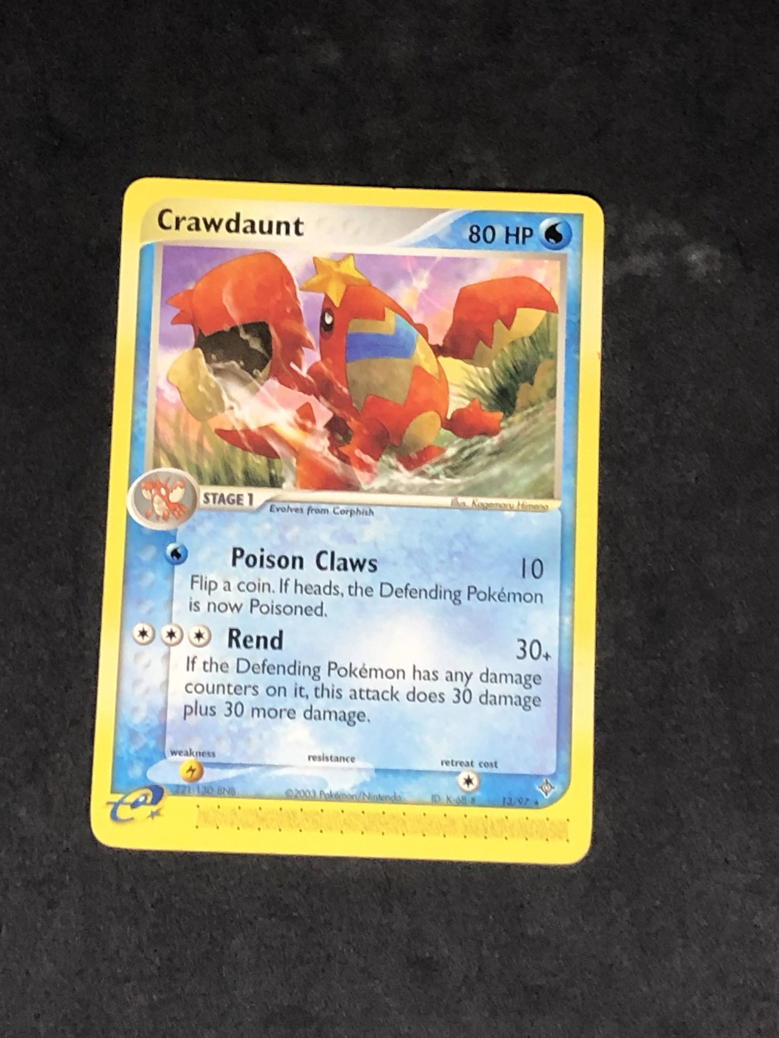 Vintage eReader Crawdaunt Pokemon Card (1 of 1)