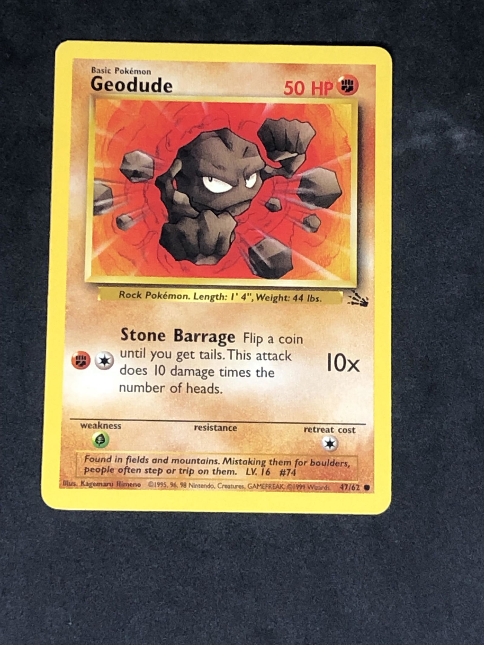 Vintage Fossil Set Geodude Pokemon Card: Vintage Fossil Set Geodude Pokemon Card