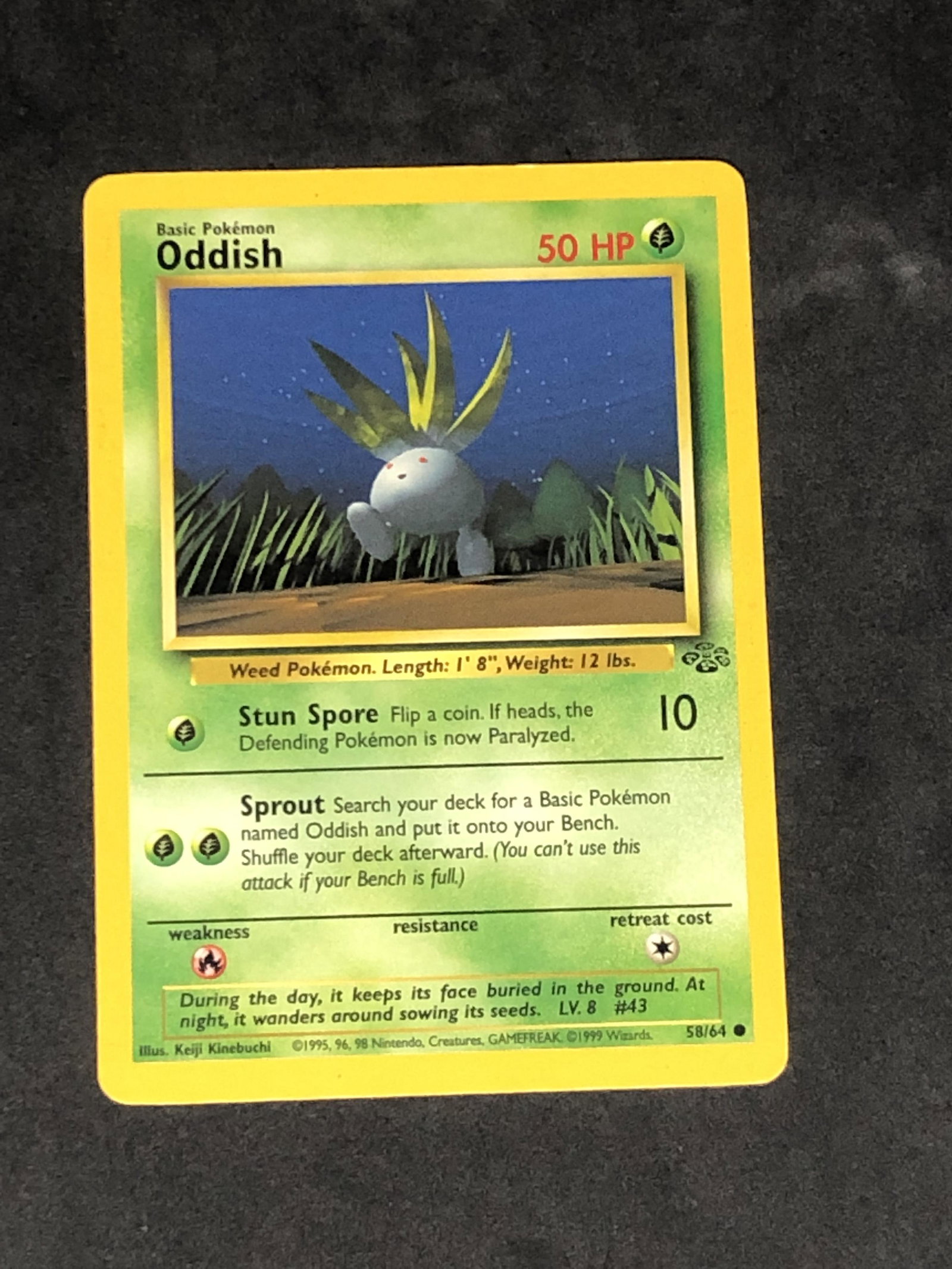 Vintage Jungle Set Oddish Pokemon Card: Vintage Jungle Set Oddish Pokemon Card