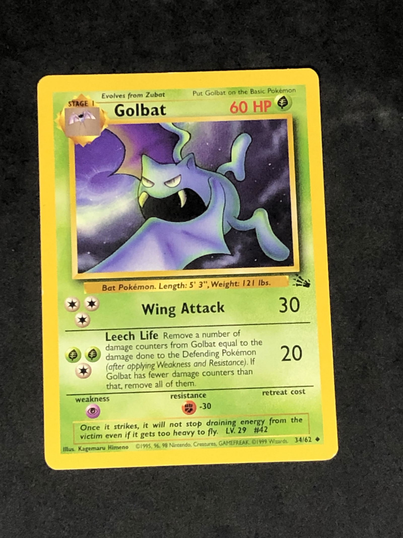 Vintage Fossil Set Golbat Pokemon Card: Vintage Fossil Set Golbat Pokemon Card