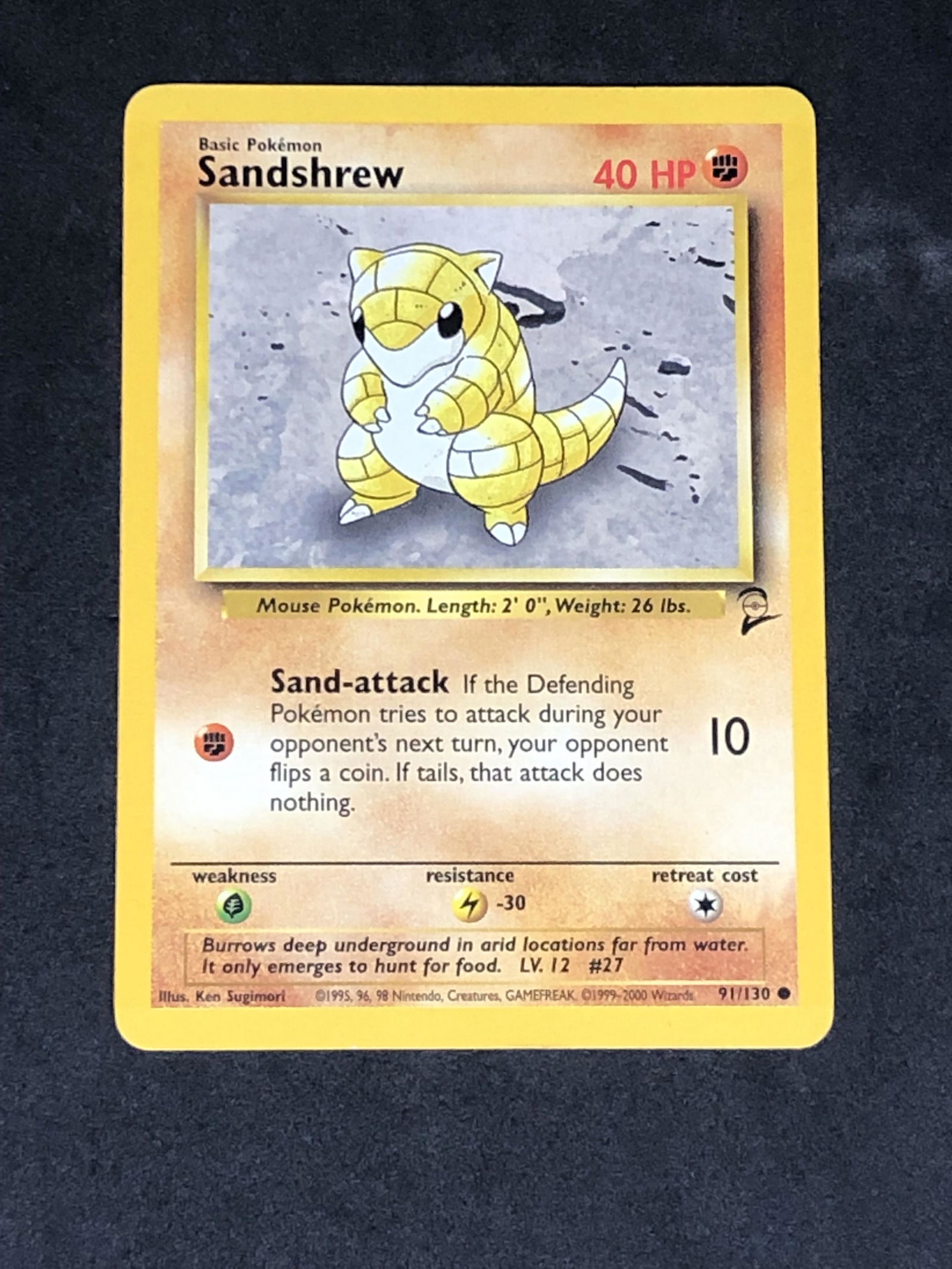 Vintage Base Set 2 Sandshrew Pokemon Card (1 of 1)