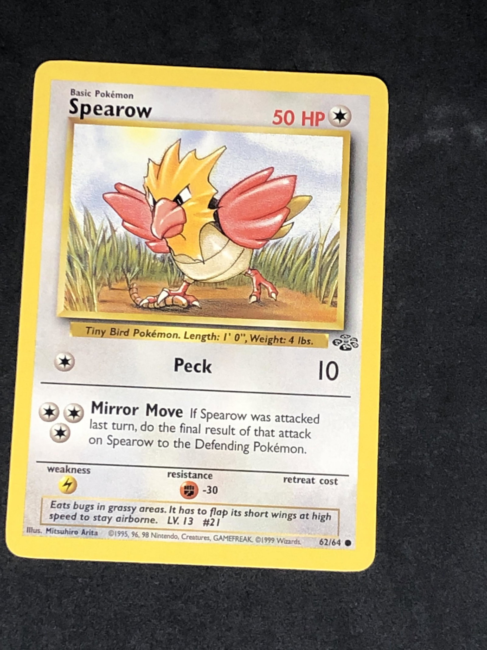 Vintage Jungle Set Spearow Pokemon Card: Vintage Jungle Set Spearow Pokemon Card