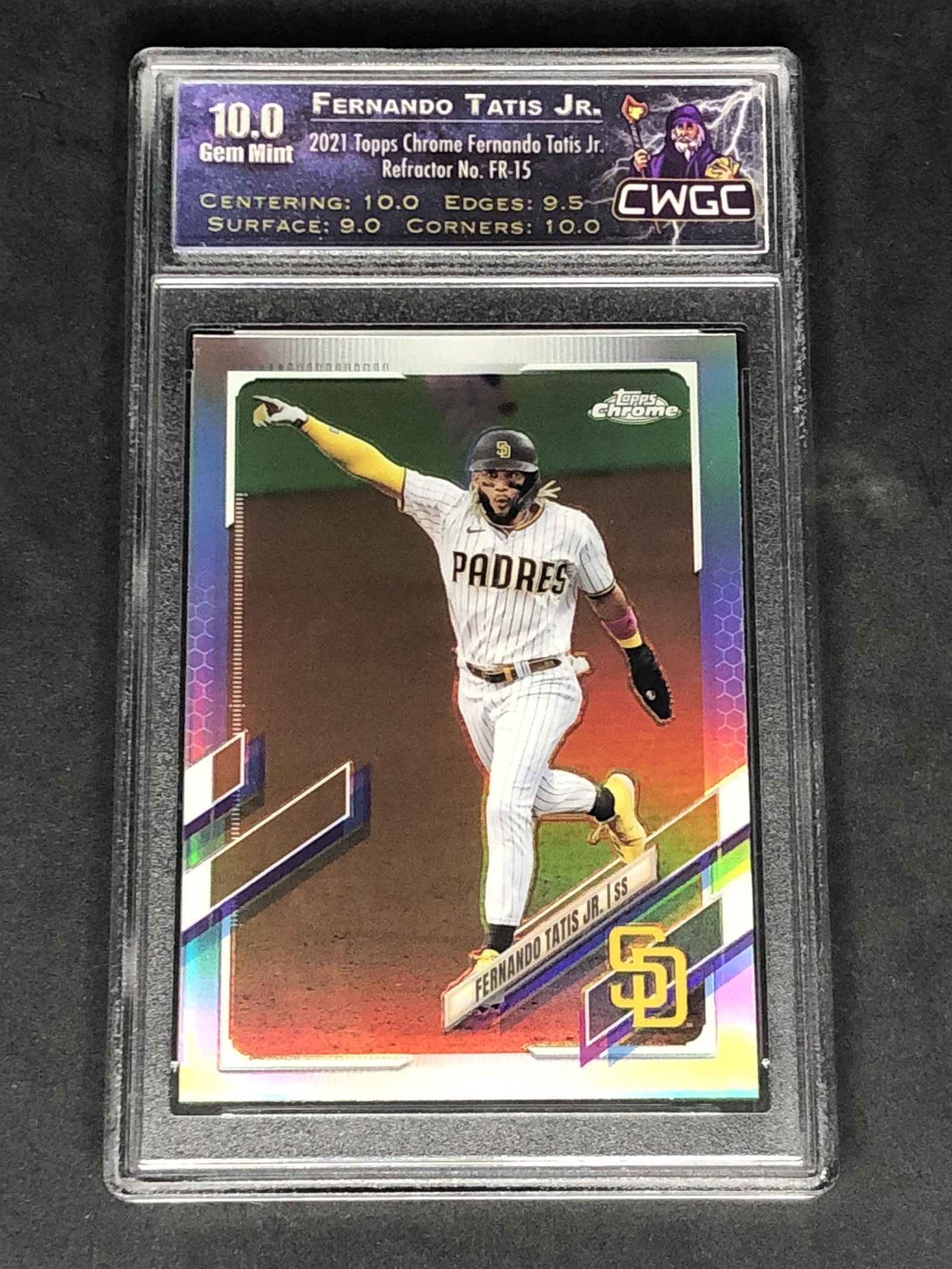 Fernando Tatis Jr Topps Chrome Refractor Graded CWTC 10 (1 of 1)
