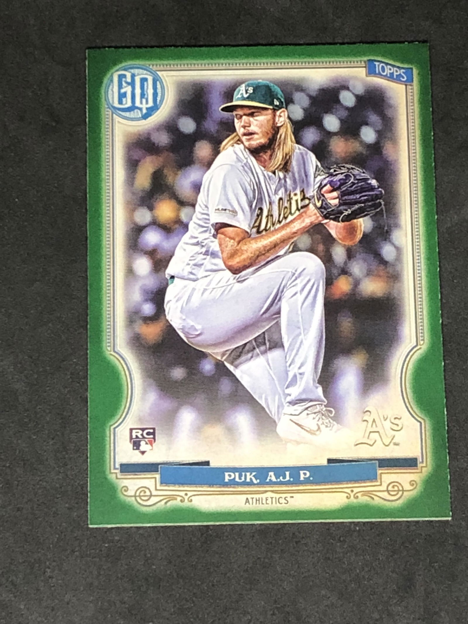 AJ Puk Topps GQ Green Rookie (1 of 1)