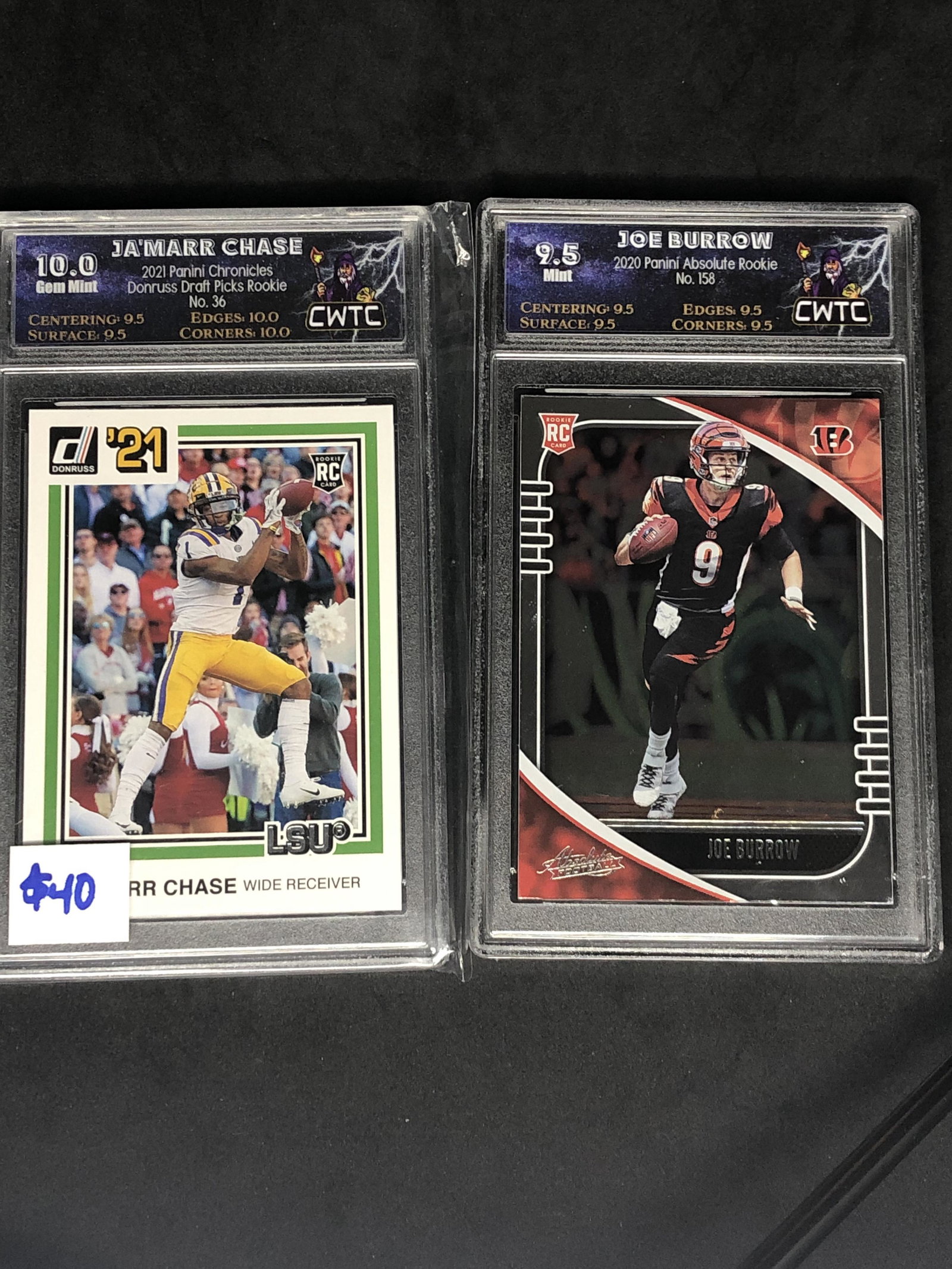 Joe Burrow/Ja'marr Chase Panini Rookies Graded CWTC Lot: Joe Burrow/Ja'marr Chase Panini Rookies Graded CWTC Lot