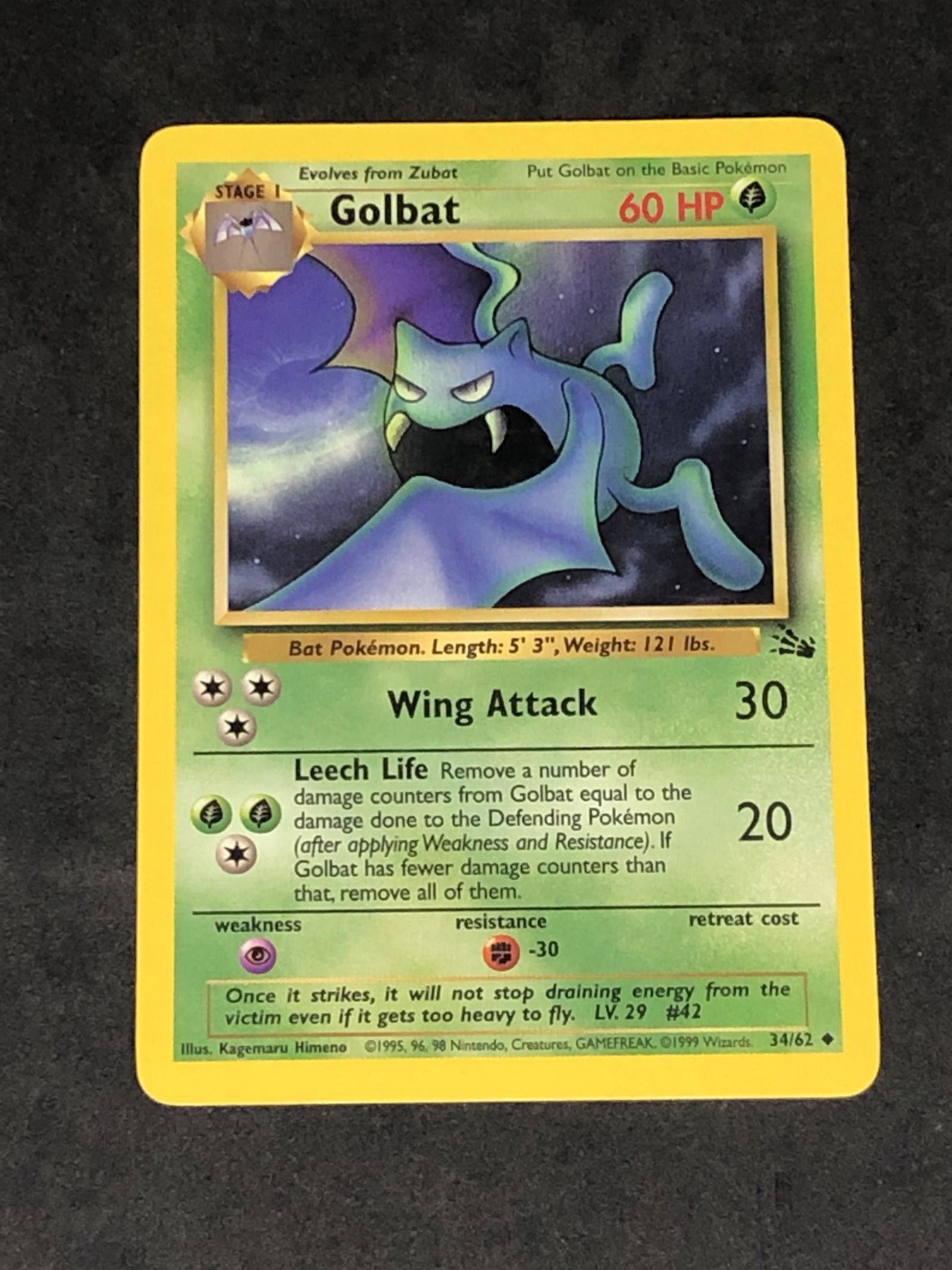 Vintage Fossil Set Golbat Pokemon Card: Vintage Fossil Set Golbat Pokemon Card