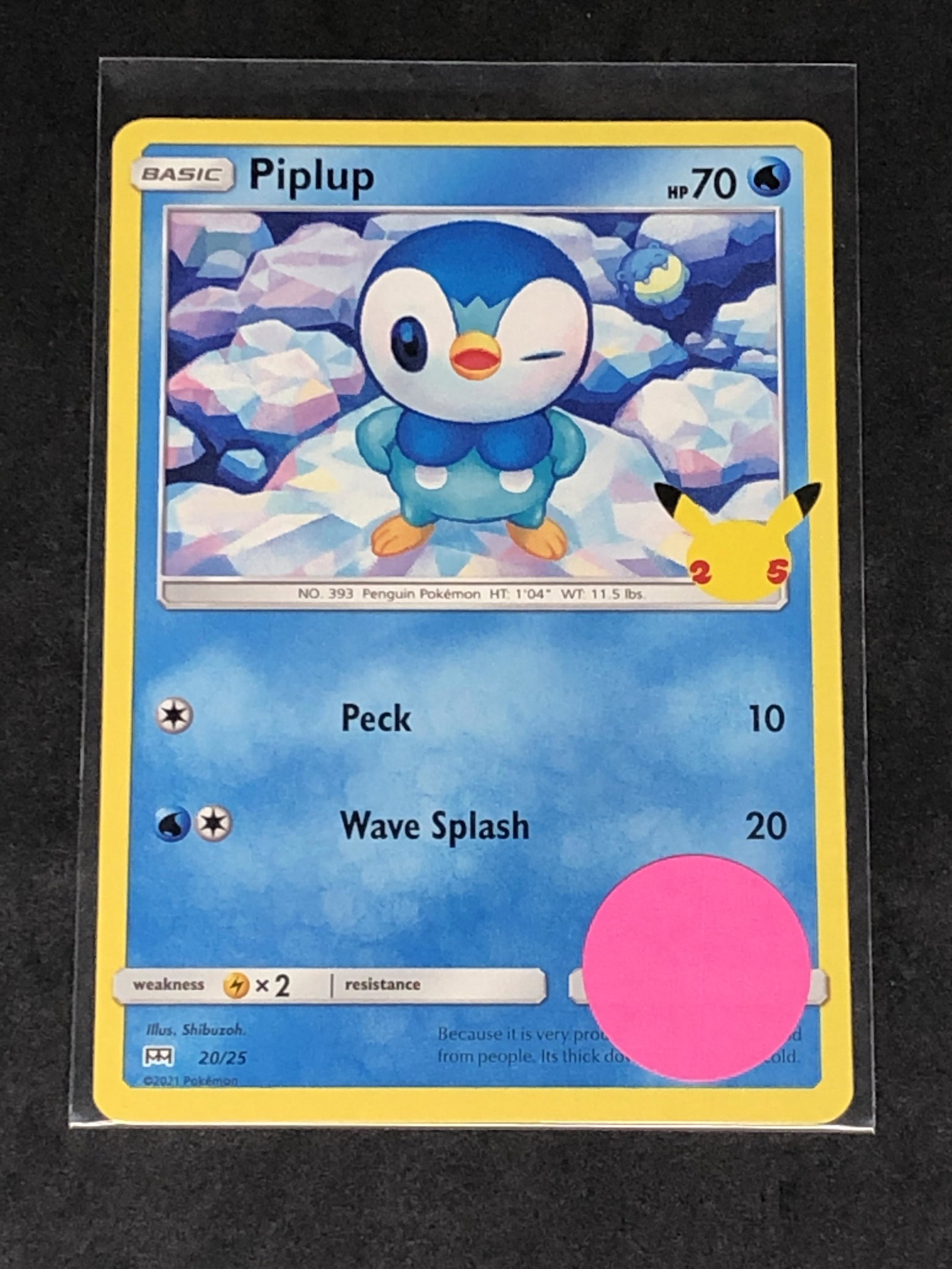 Piplup 25th Ann. Pokemon Card: Piplup 25th Ann. Pokemon Card