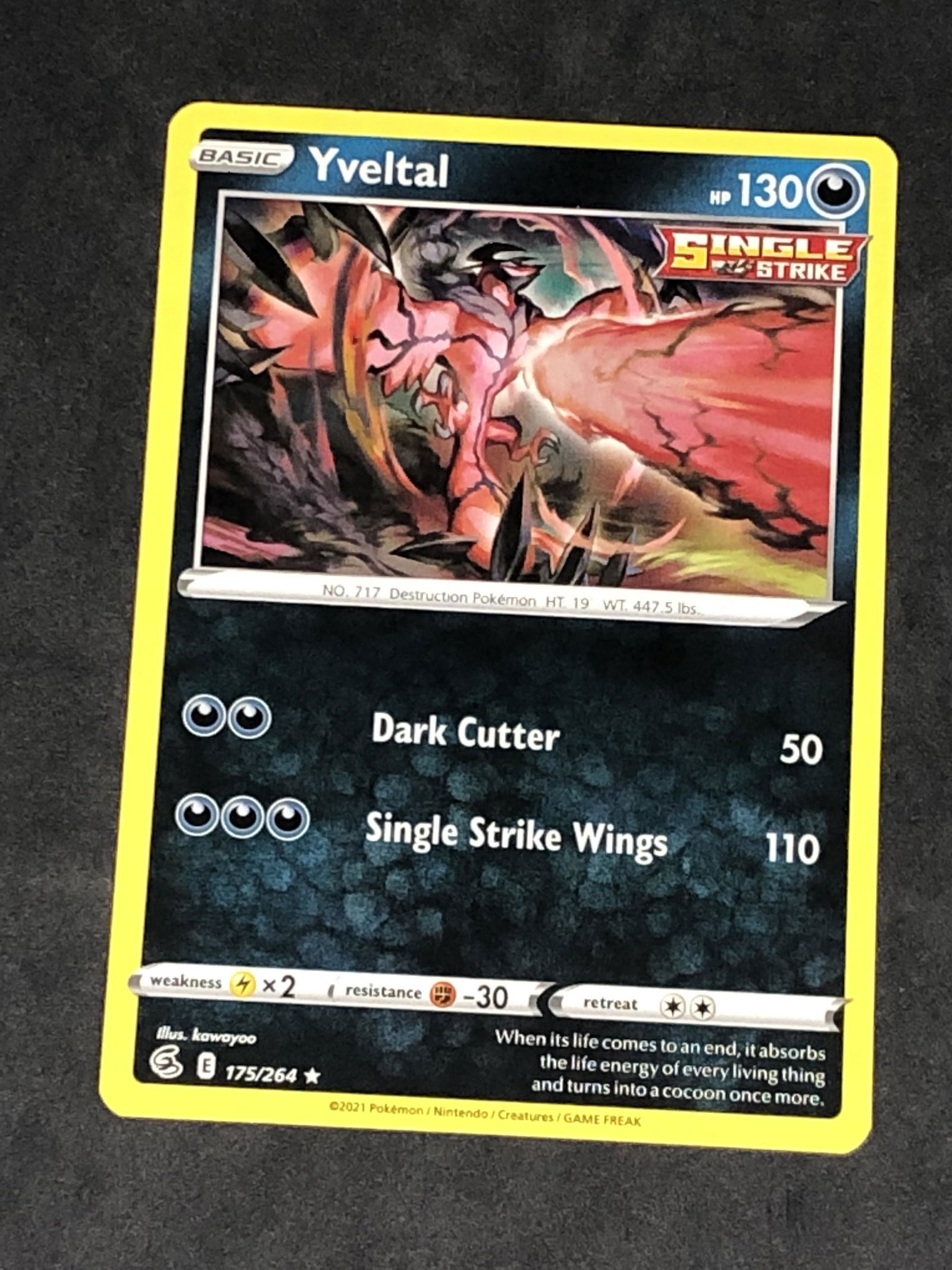 Yveltal Single Strike Pokemon Card (1 of 1)