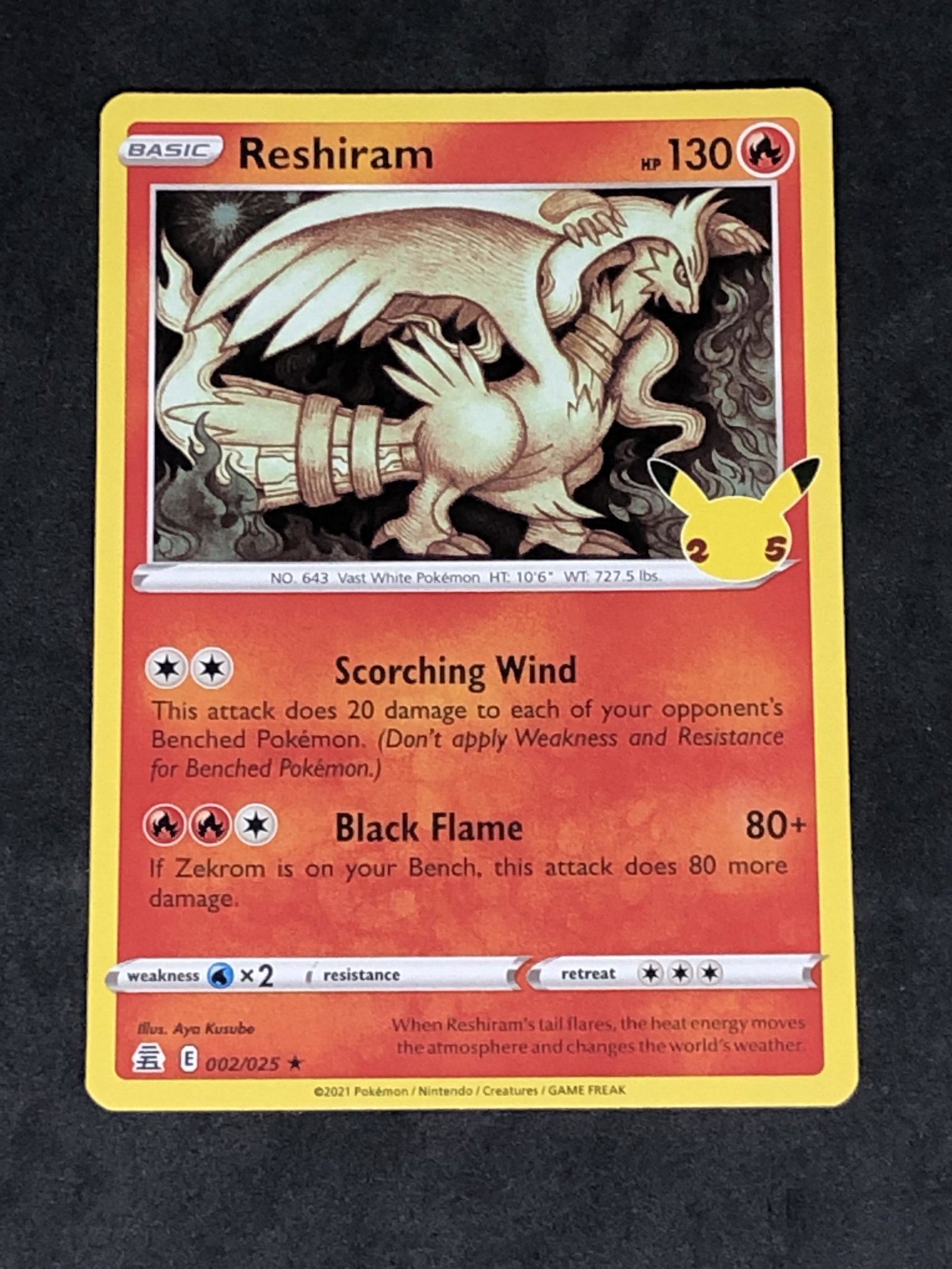 Reshiram 25th Ann. Holo Pokemon Card: Reshiram 25th Ann. Holo Pokemon Card