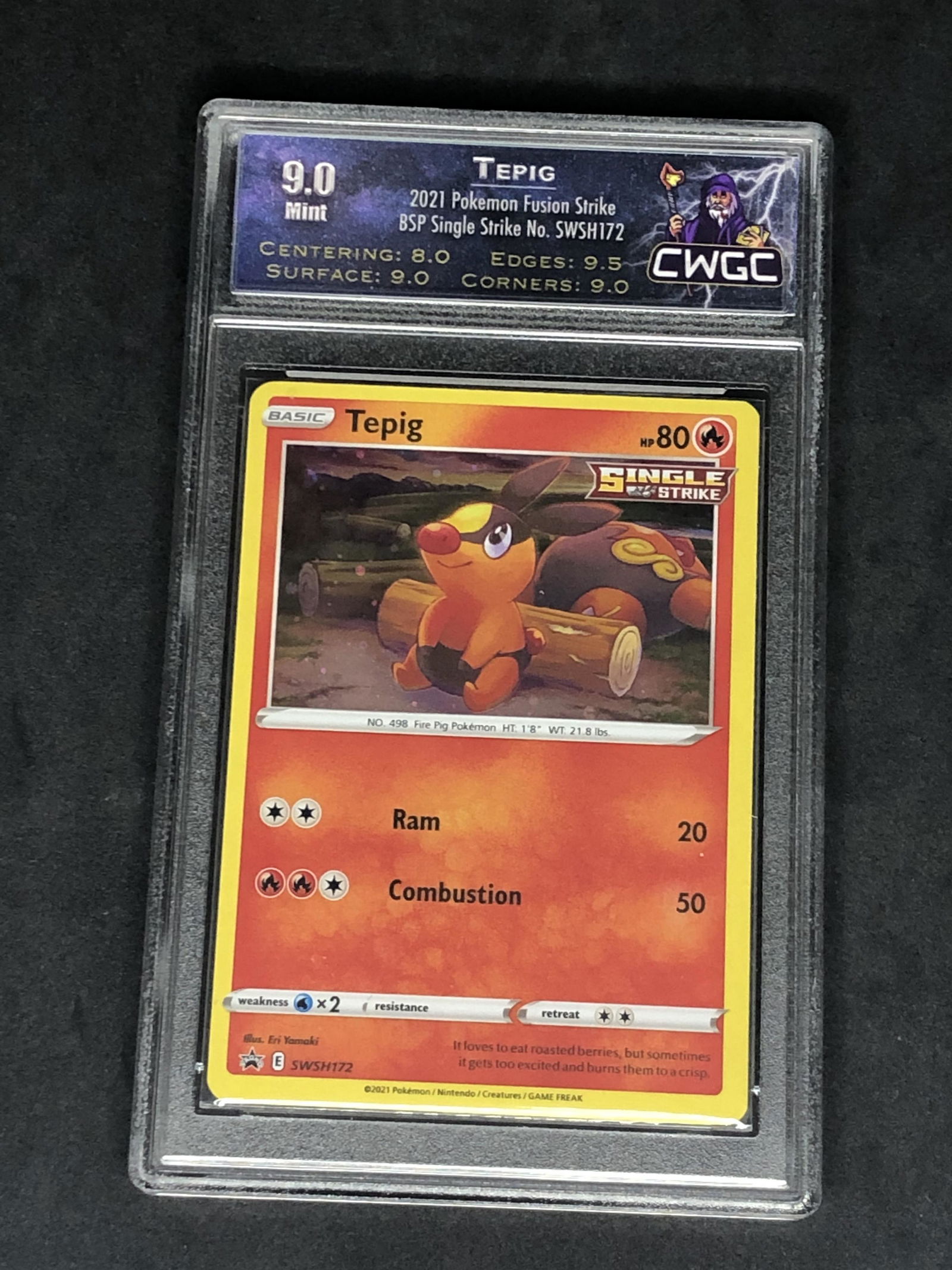 Tepig Single Strike Black Star Promo Holo Graded CWTC 9 (1 of 1)