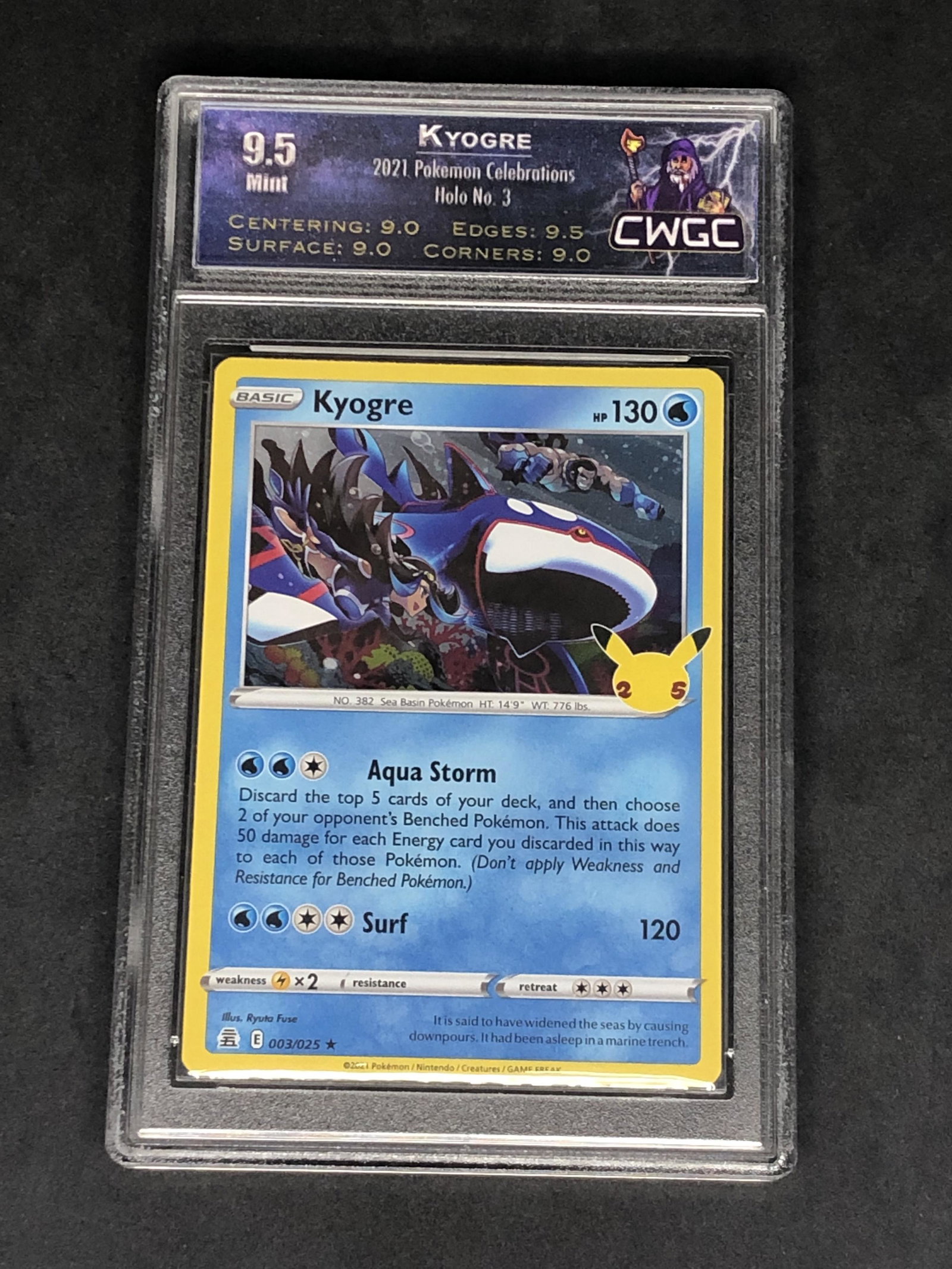 25th Ann. Kyogre Holo Graded CWTC 9.5: 25th Ann. Kyogre Holo Graded CWTC 9.5