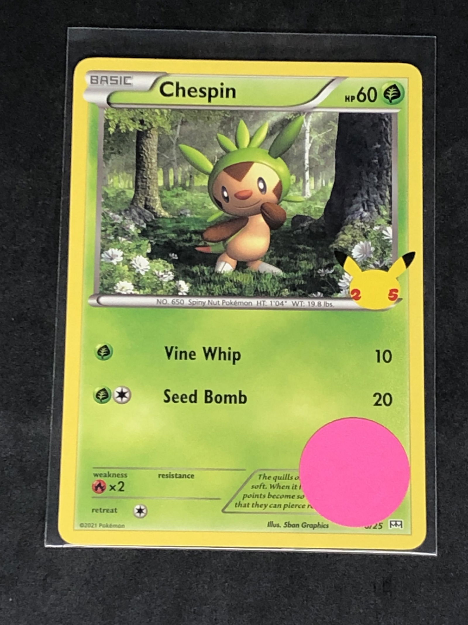 Chespin 25th Ann. Pokemon Card (1 of 1)