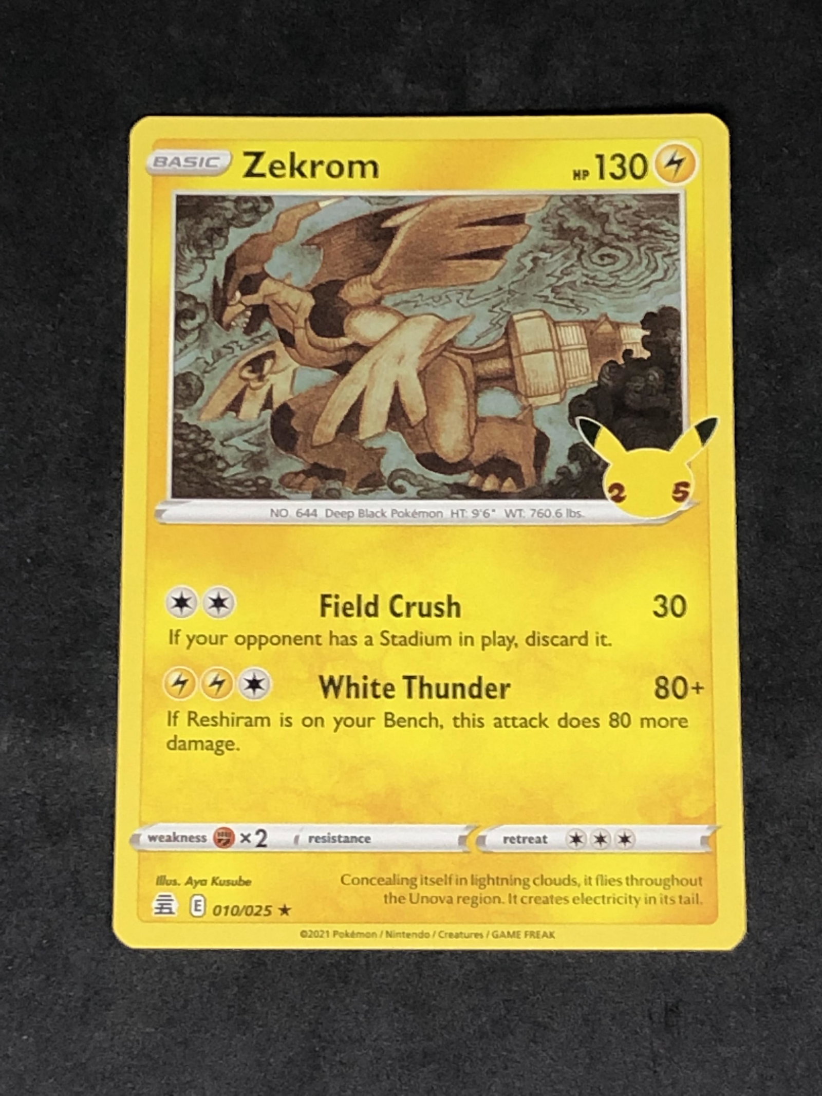 Zekrom 25th Ann. Holo Pokemon Card: Zekrom 25th Ann. Holo Pokemon Card