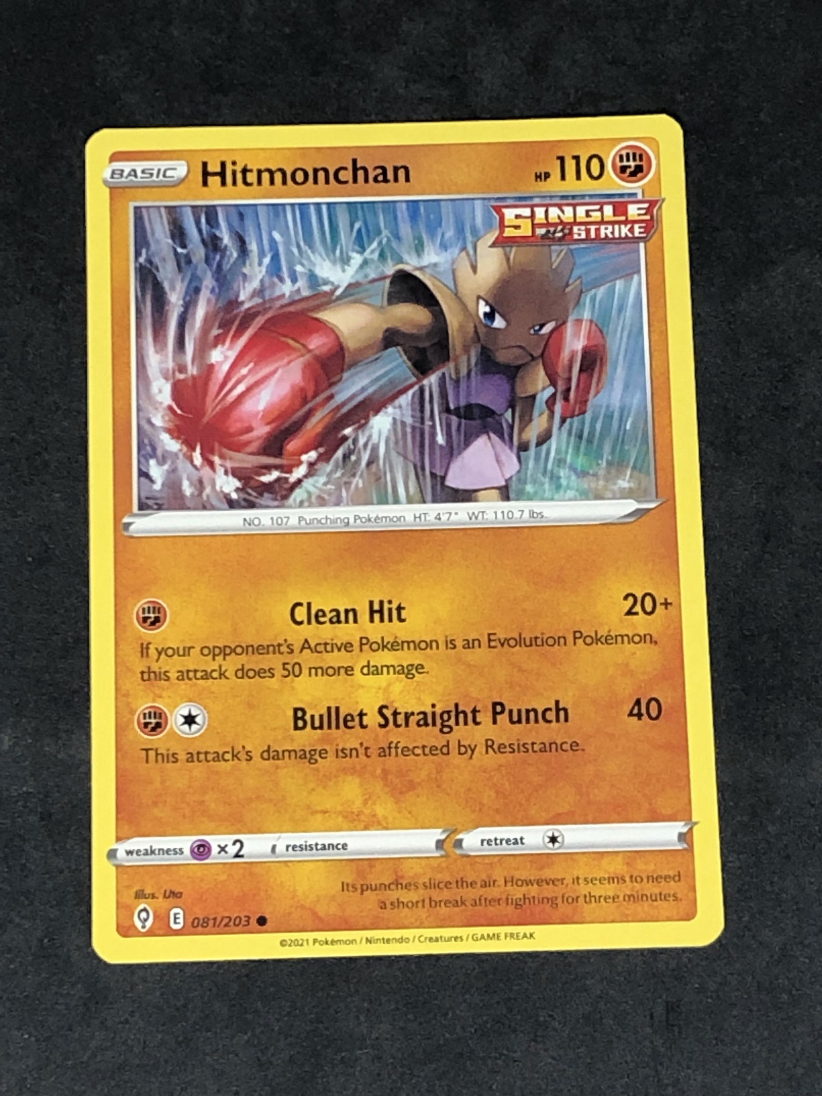 Hitmonchan Single Strike Pokemon Card (1 of 1)
