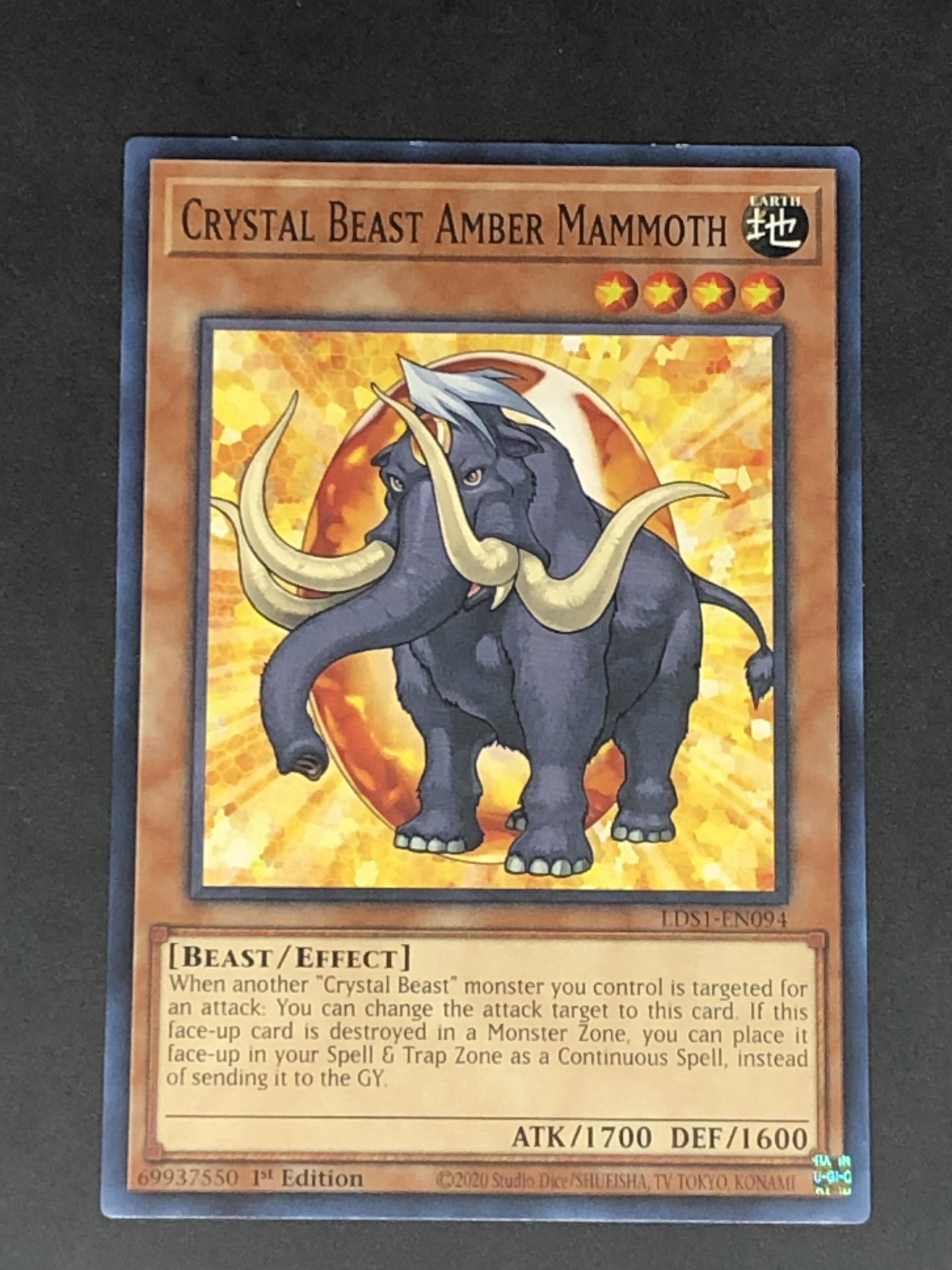 1st Edition Crystal Beast Amber Mammoth Yu-Gi-Oh! Card: 1st Edition Crystal Beast Amber Mammoth Yu-Gi-Oh! Card