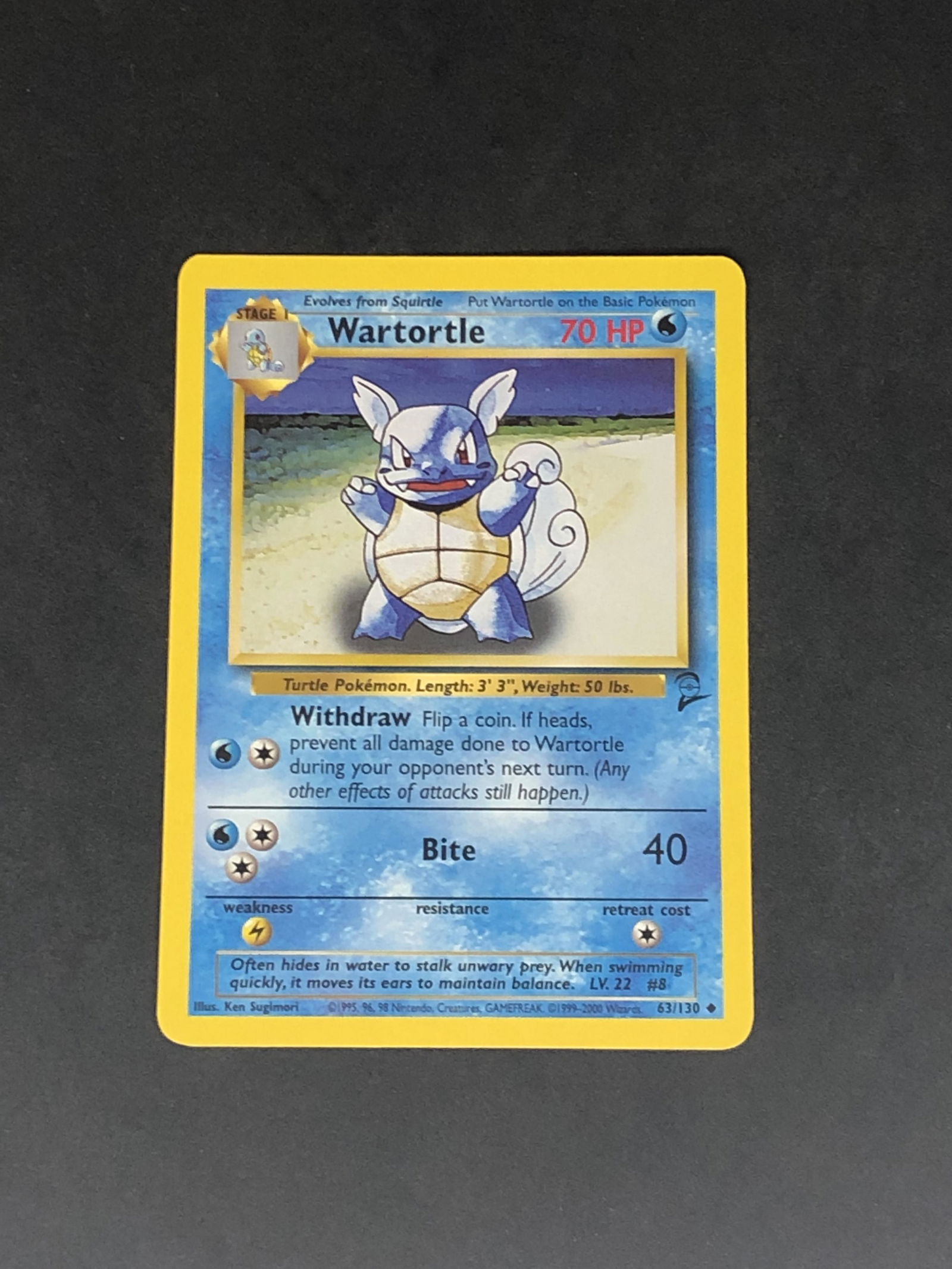 Vintage Base Set 2 Wartortle Pokemon Card (1 of 1)