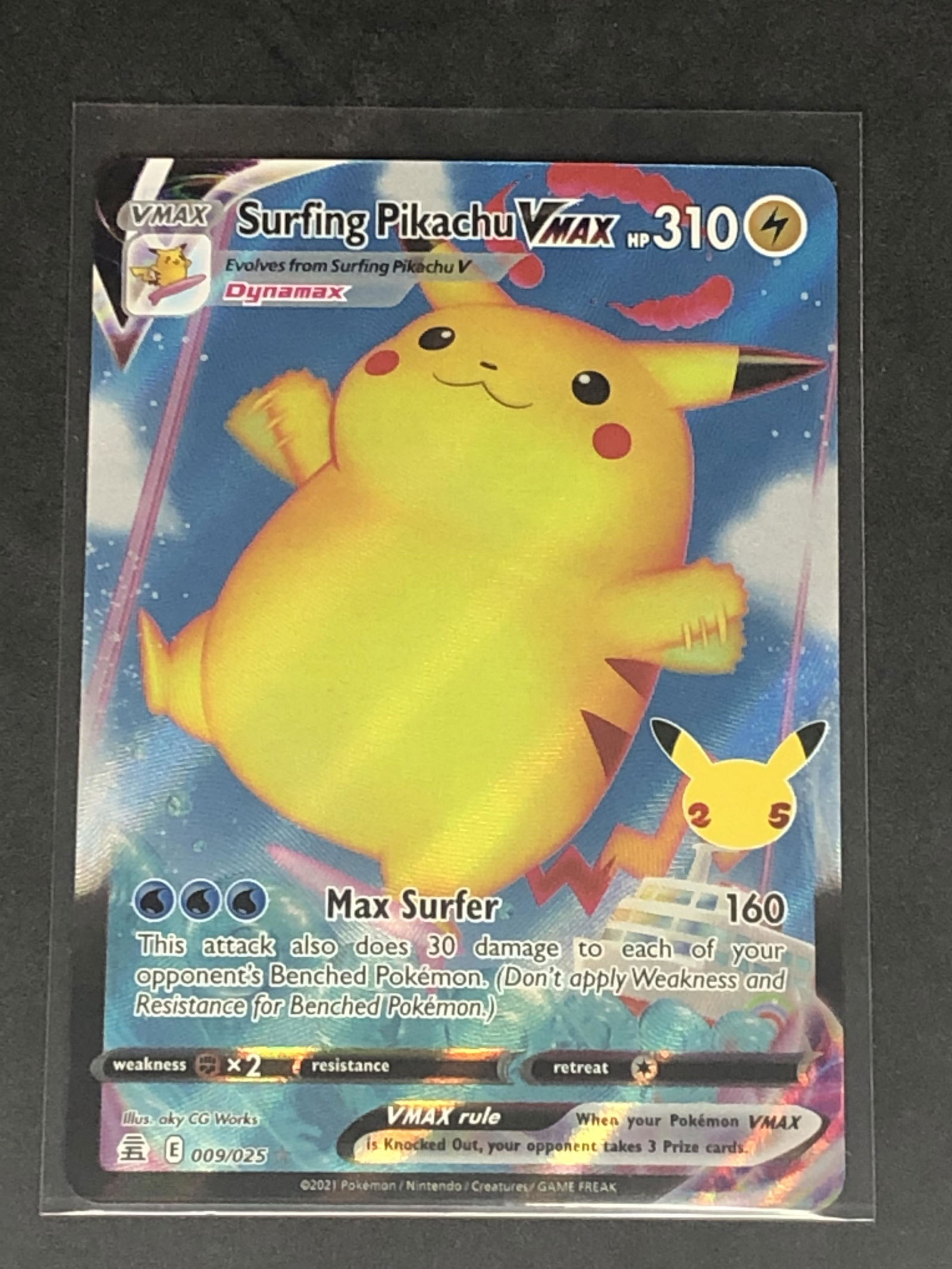 Surfing Pikachu VMAX Pokemon Card (1 of 1)