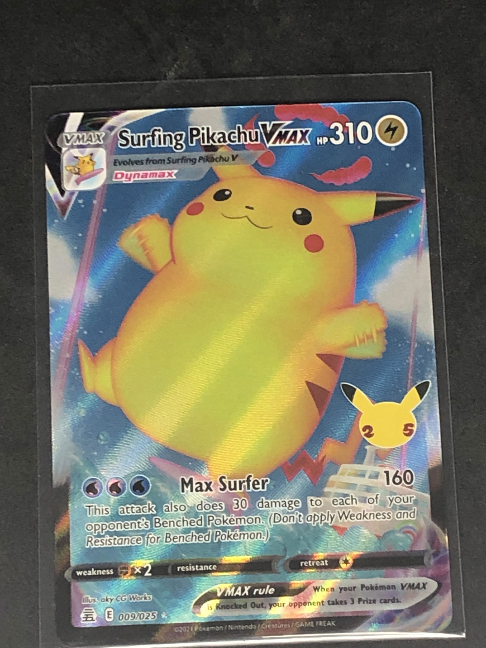 Surfing Pikachu VMAX Pokemon Card (1 of 1)