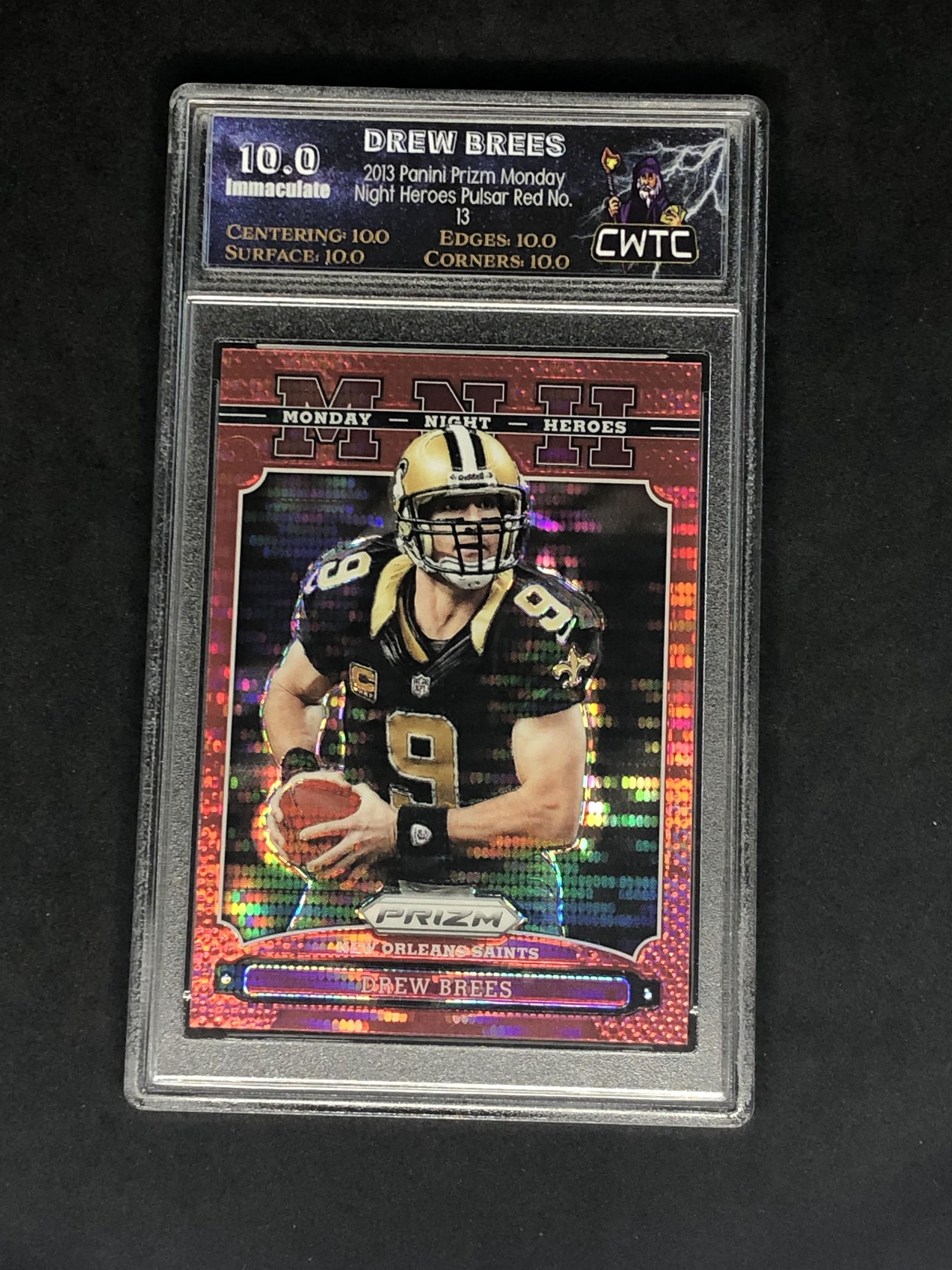 Drew Brees Panini Red Pulsar Prizm Graded CWTC 10 (1 of 1)