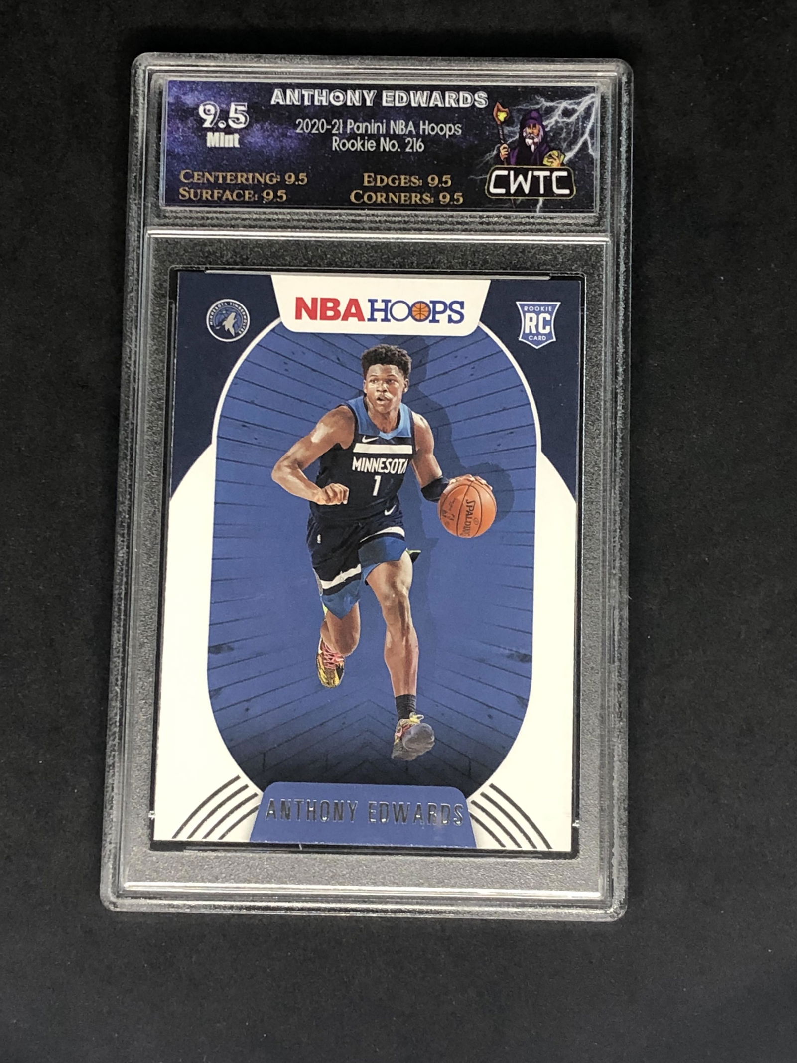 Anthony Edwards Panini NBA Hoops Rookie Graded CWTC 9.5 (1 of 1)