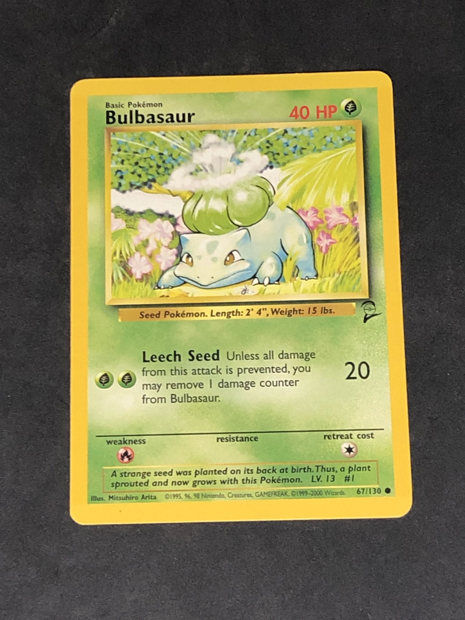Vintage Base Set 2 Bulbasaur Pokemon Card (1 of 1)