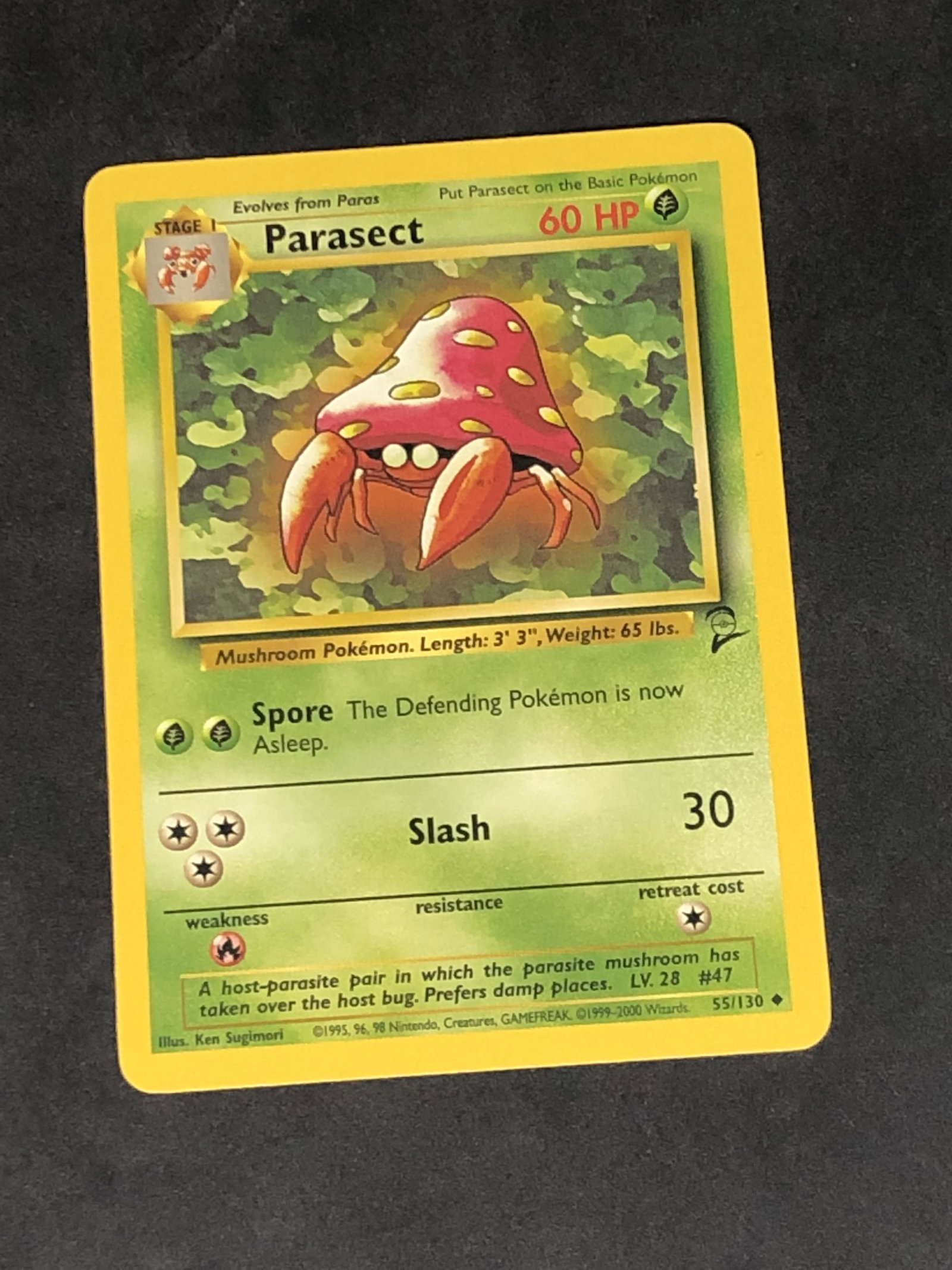 Vintage Base Set 2 Parasect Pokemon Card: Vintage Base Set 2 Parasect Pokemon Card